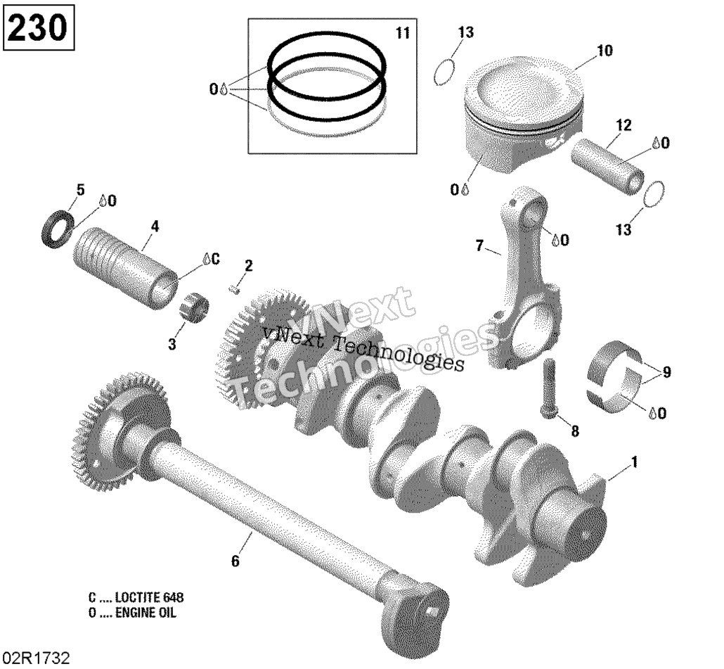 Crankshaft, Pistons и Balance Shaft 230