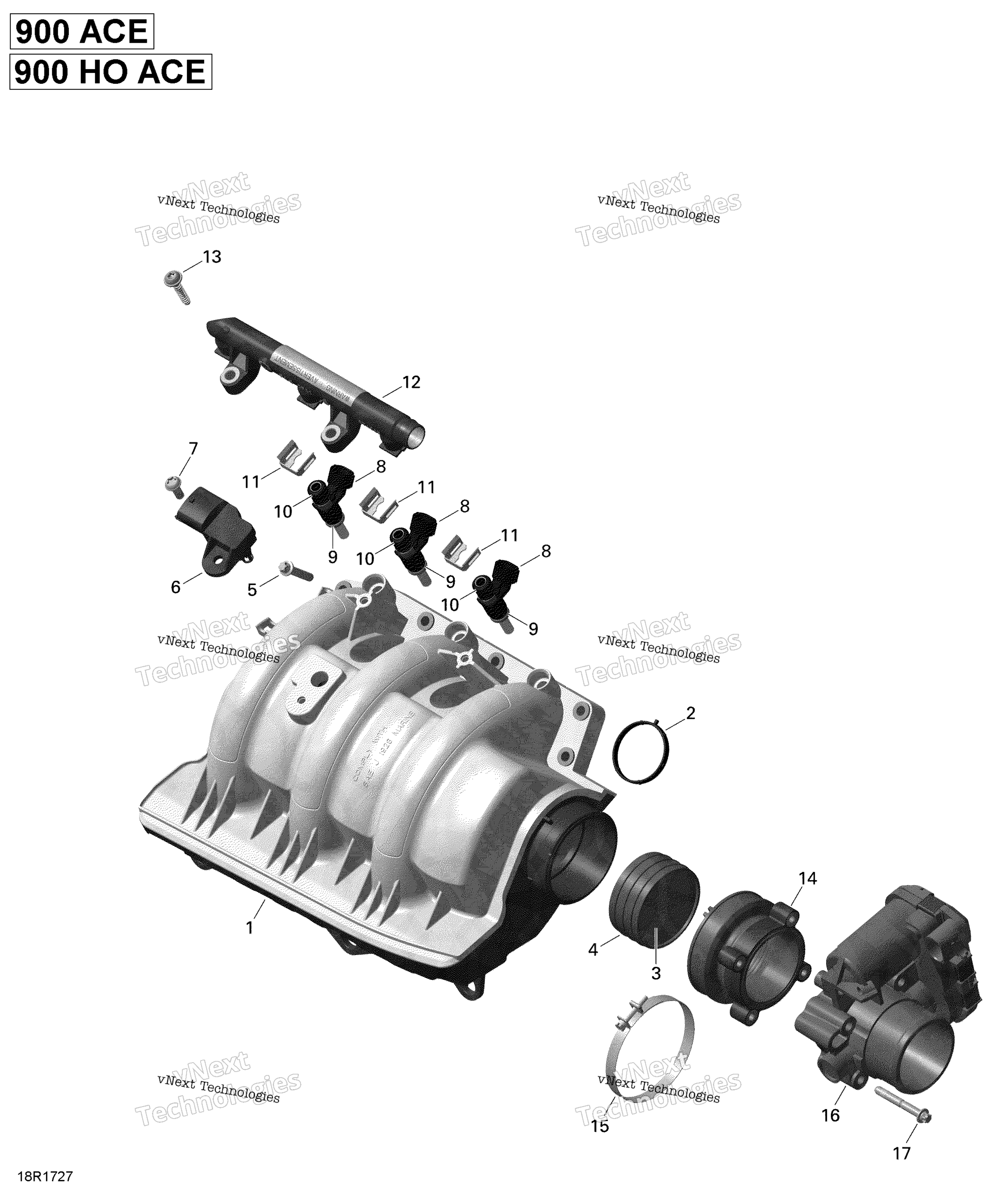 Воздушный впуск коллектор и Throttle кузов 900 900 Ho Ace