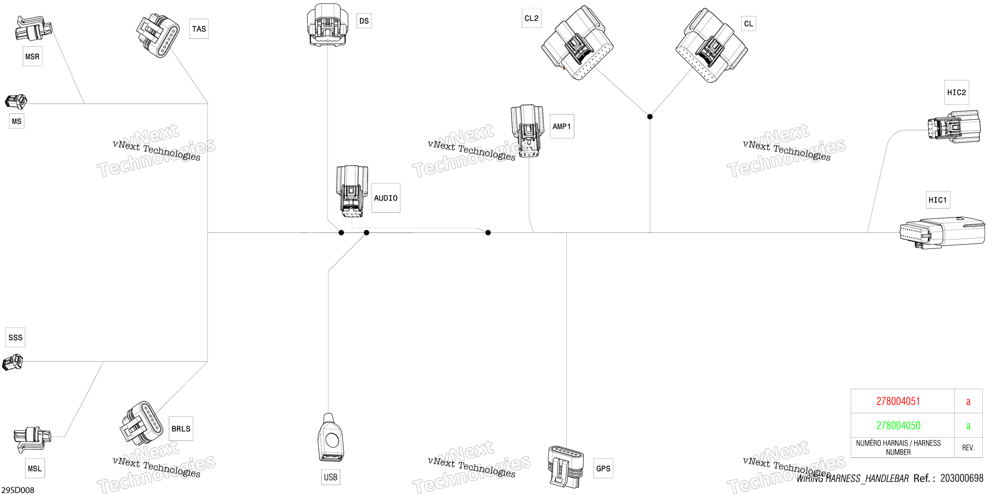 Электрооборудование - Steering Wiring Harness - 278004051