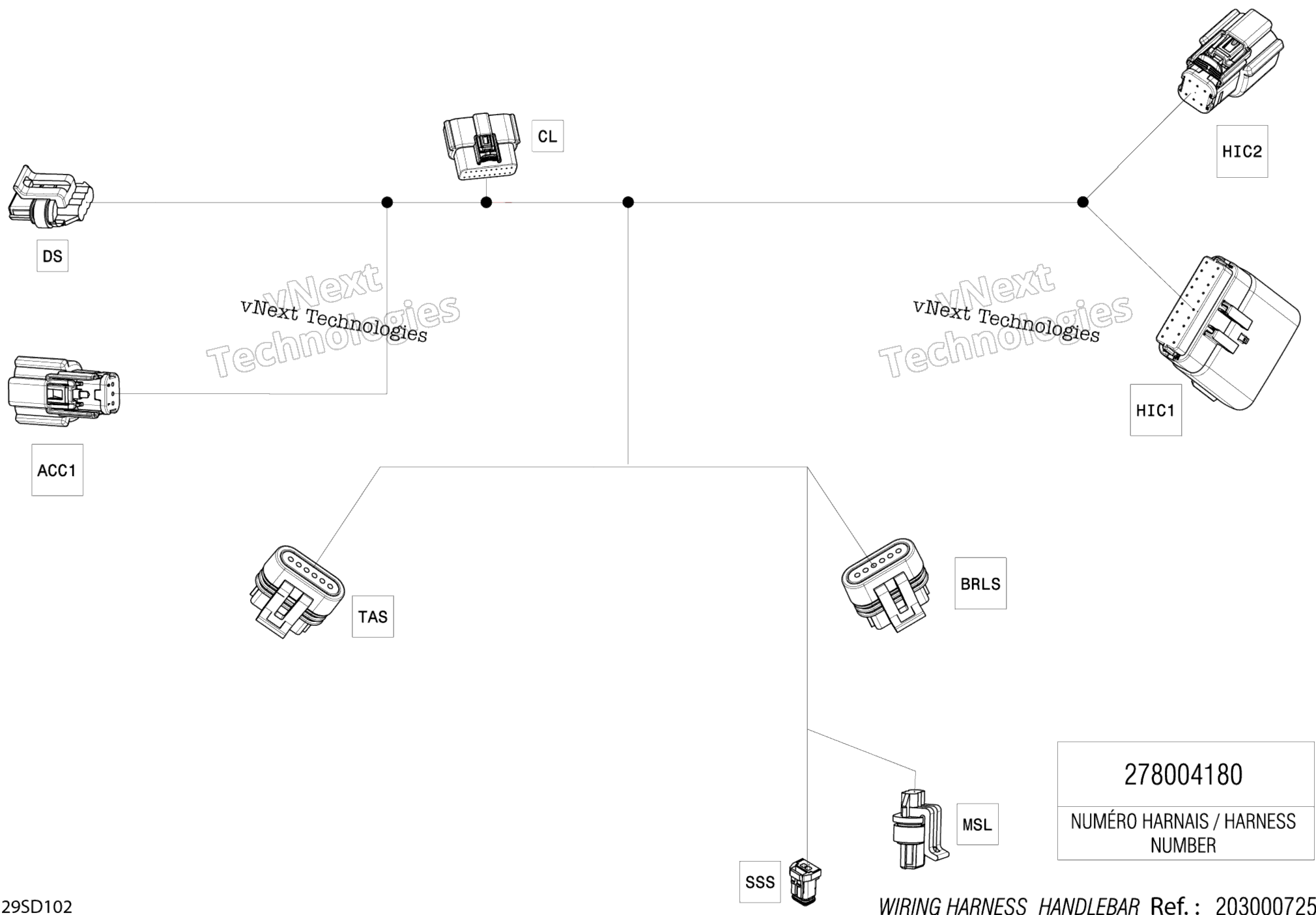 Электрооборудование - Steering Wiring Harness - 278004180