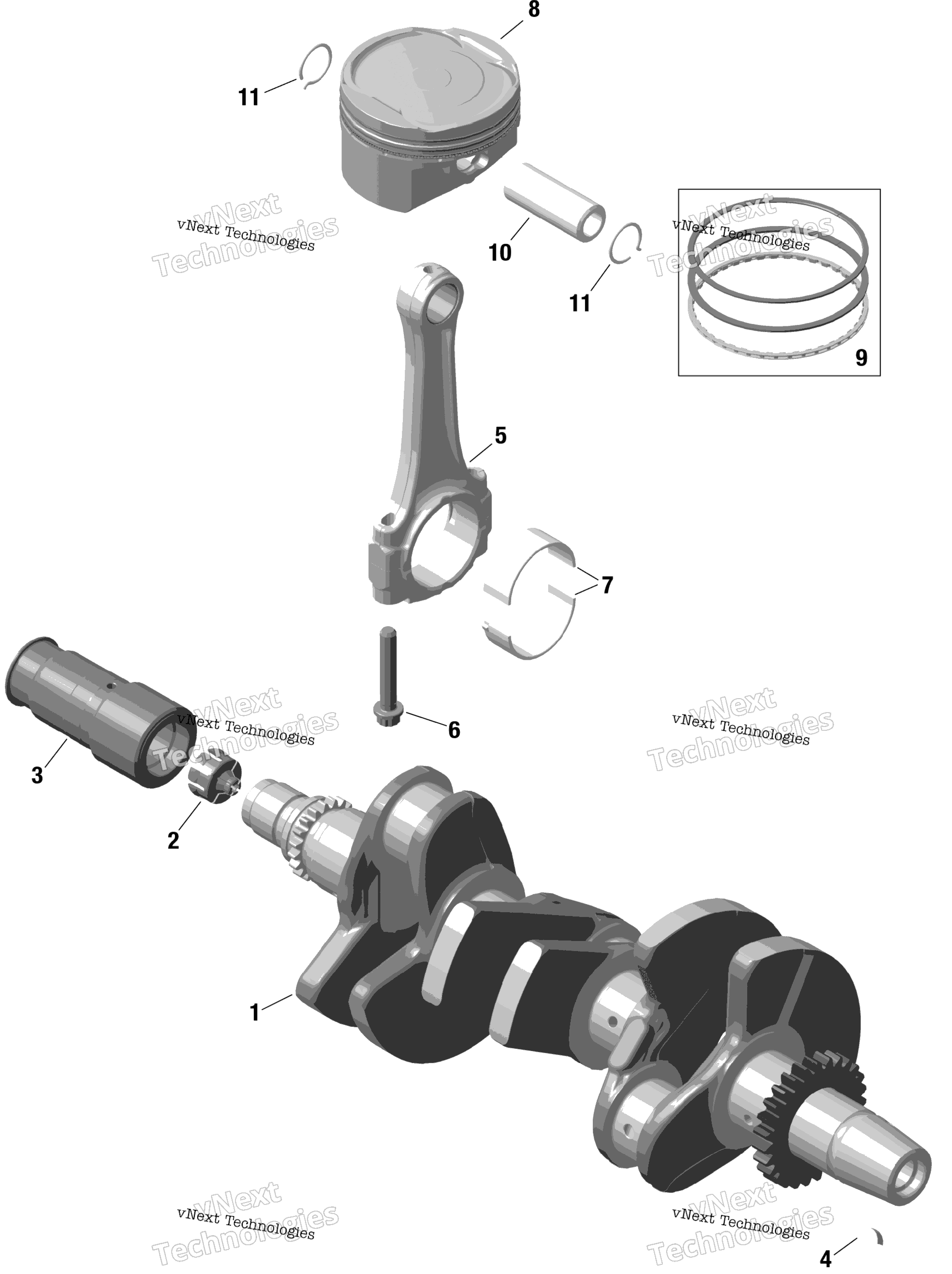Rotax коленвал и Pistons