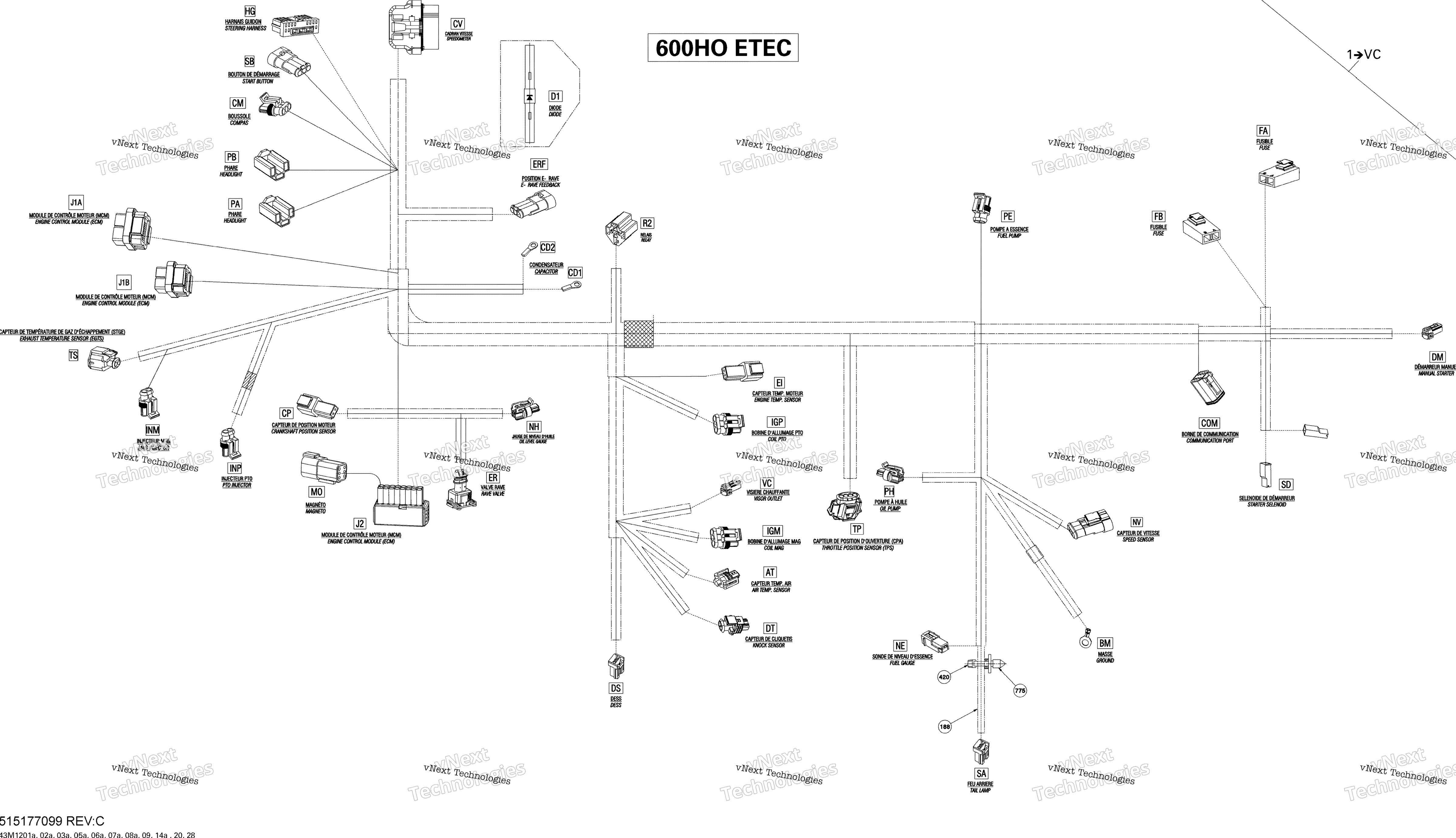 Электрооборудование Harness 600Ho Etec