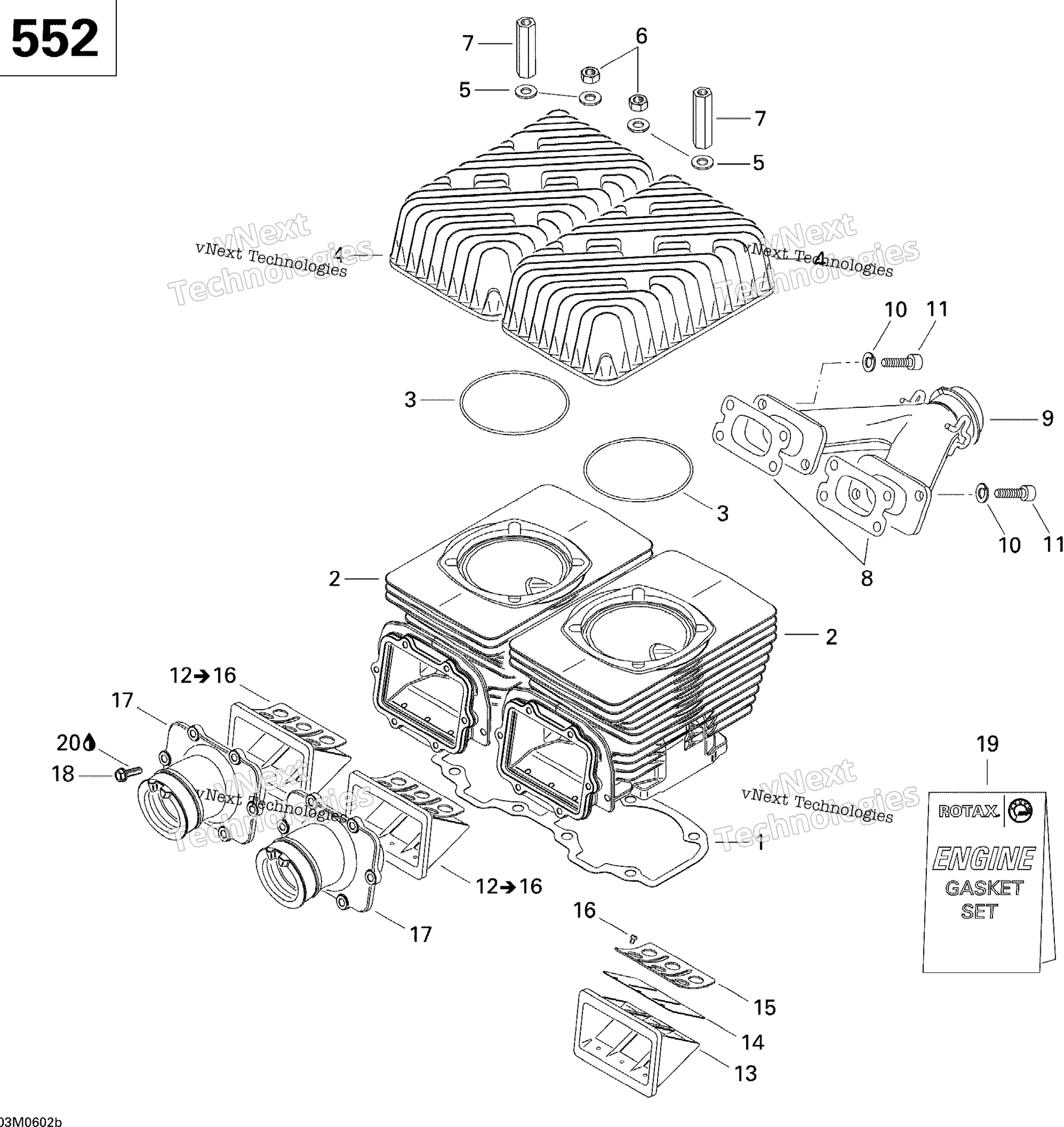 Cylinder, выхлоп коллектор и Reed клапан Gsx 552