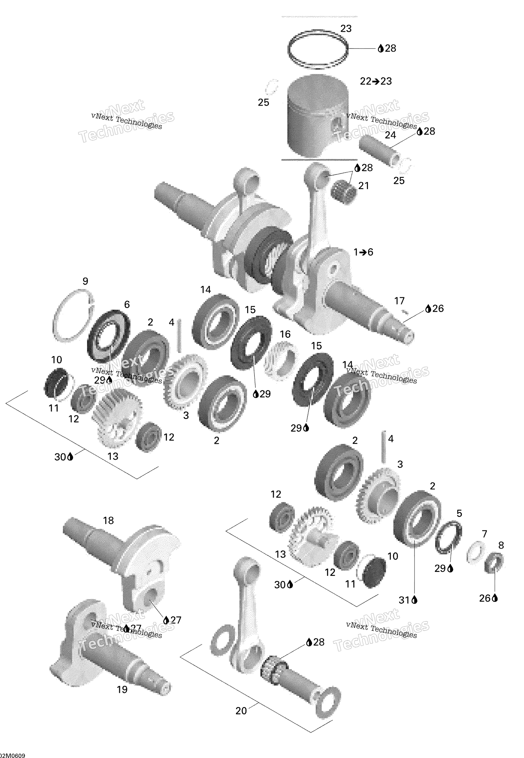 Коленчатый вал And Pistons