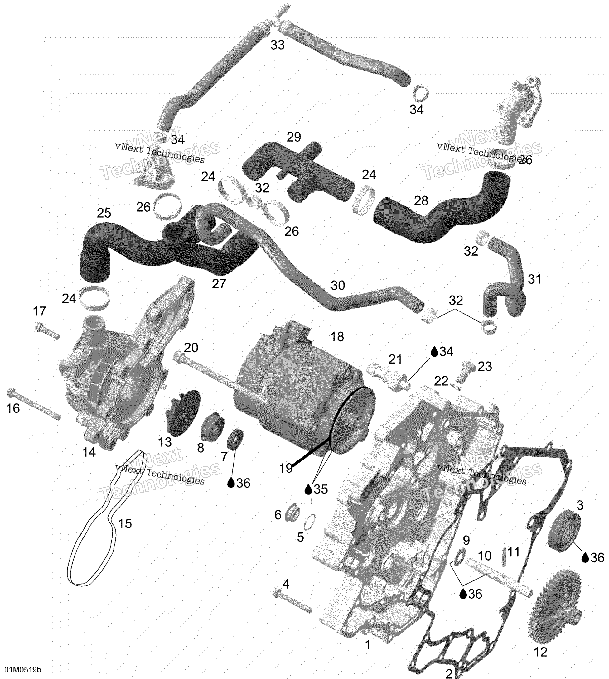Waterpump, генератор и Ignition крышка