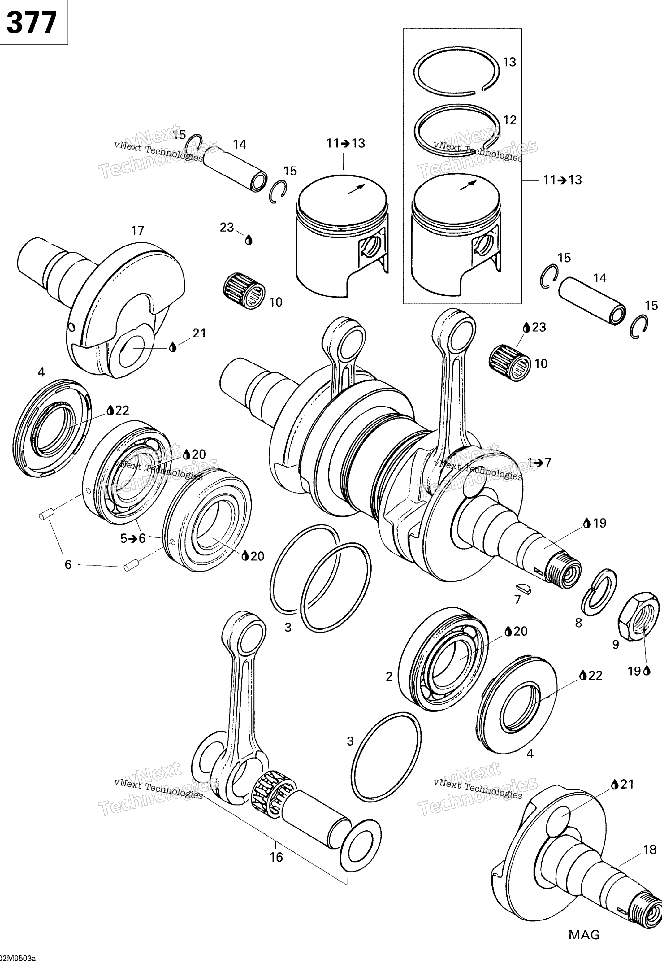 Коленчатый вал And Pistons 377