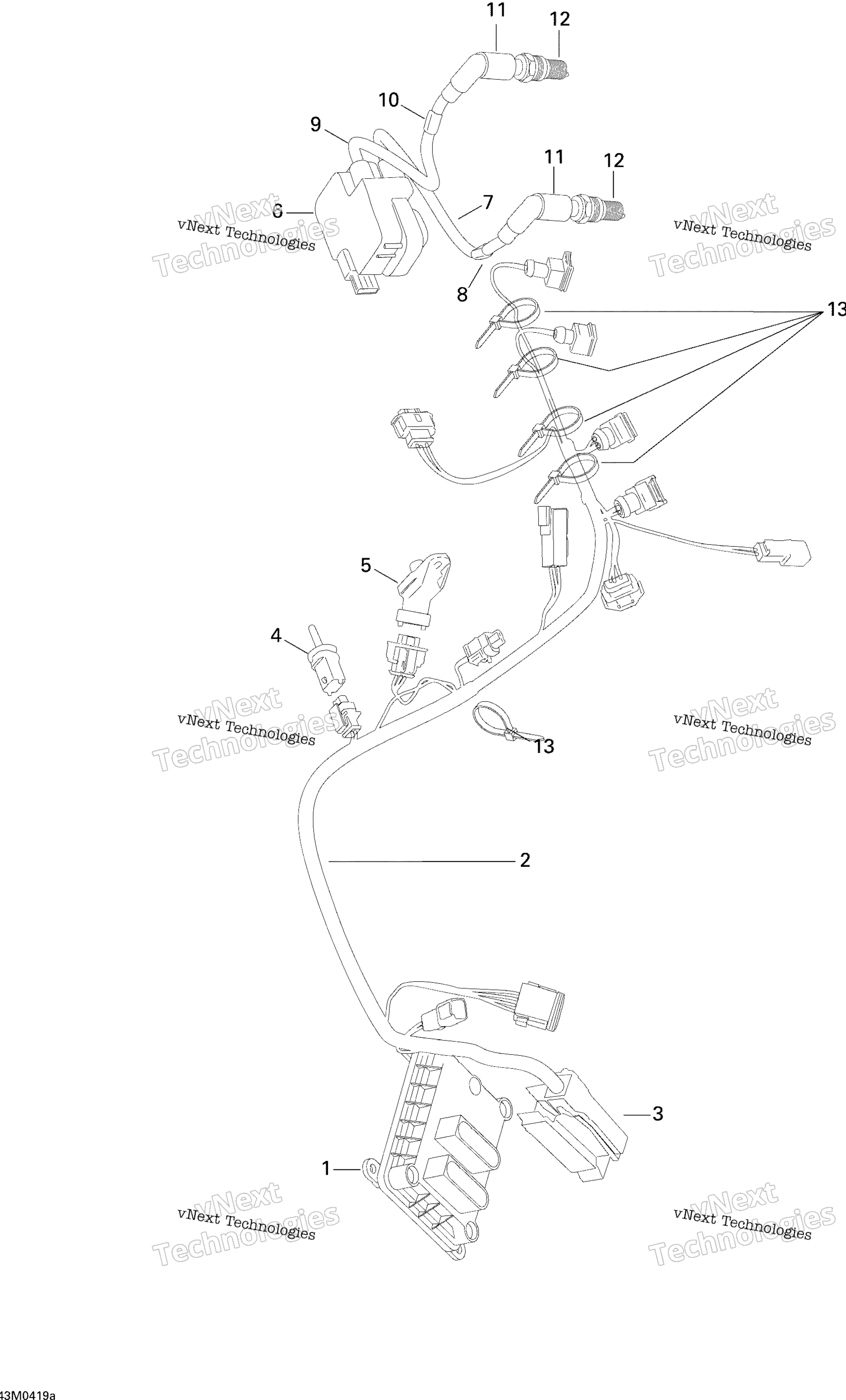 Двигатель Wiring Harness, Electronic Box And Ignition Coil