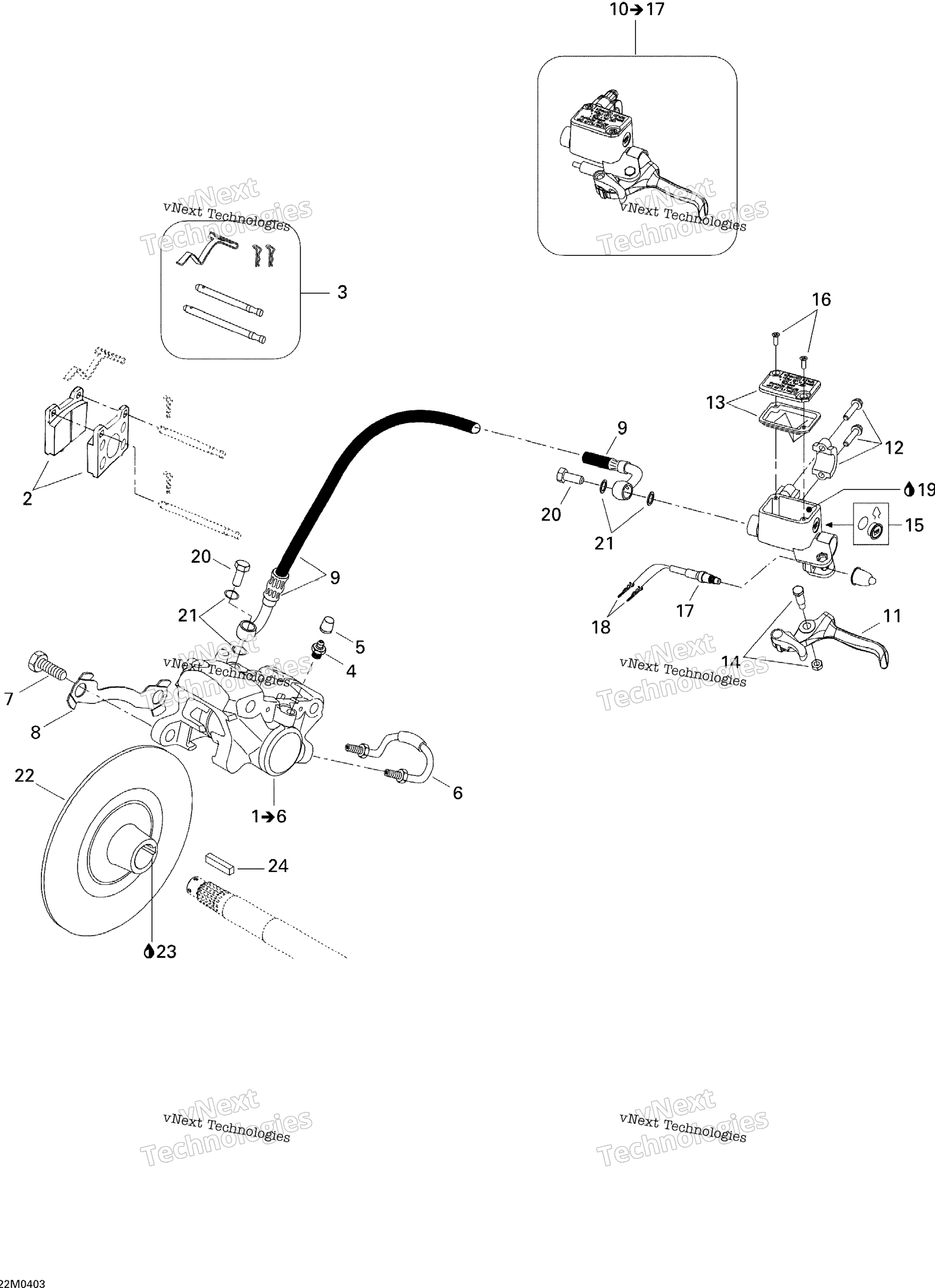 Hydraulic тормоз Skandic 550F