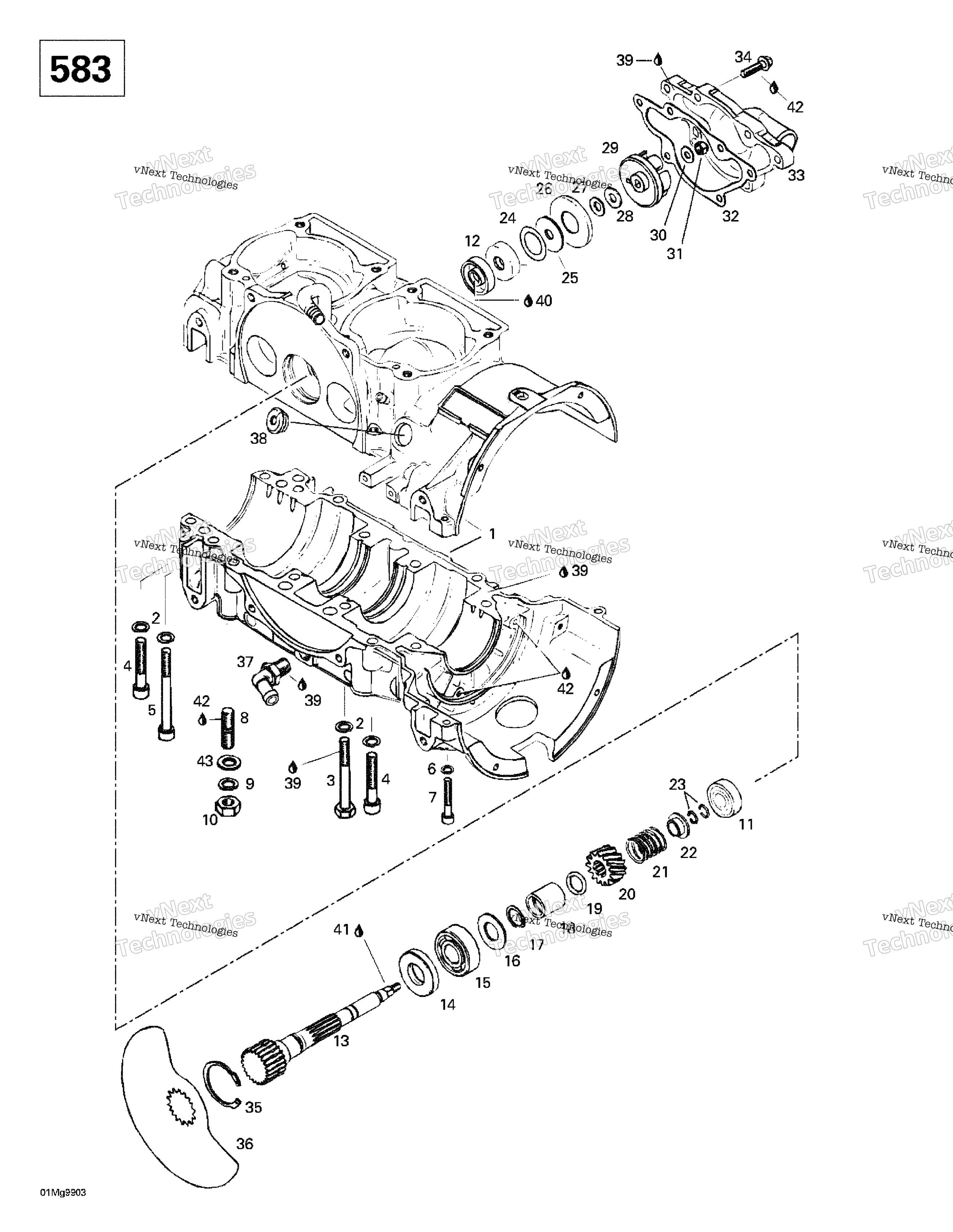 Crankcase, Rotary Valve, Water насос (583)