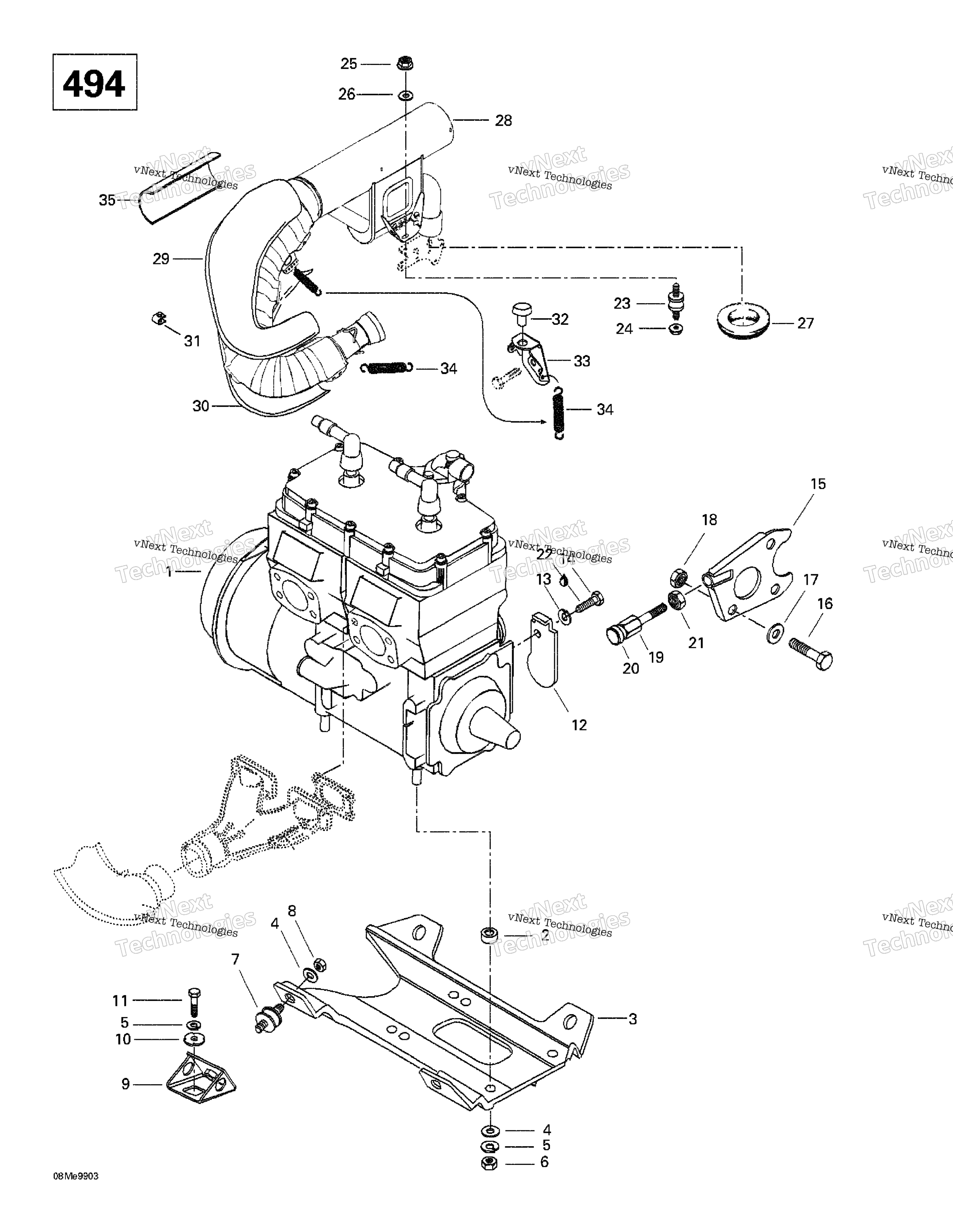 Двигатель Support And Muffler (494)