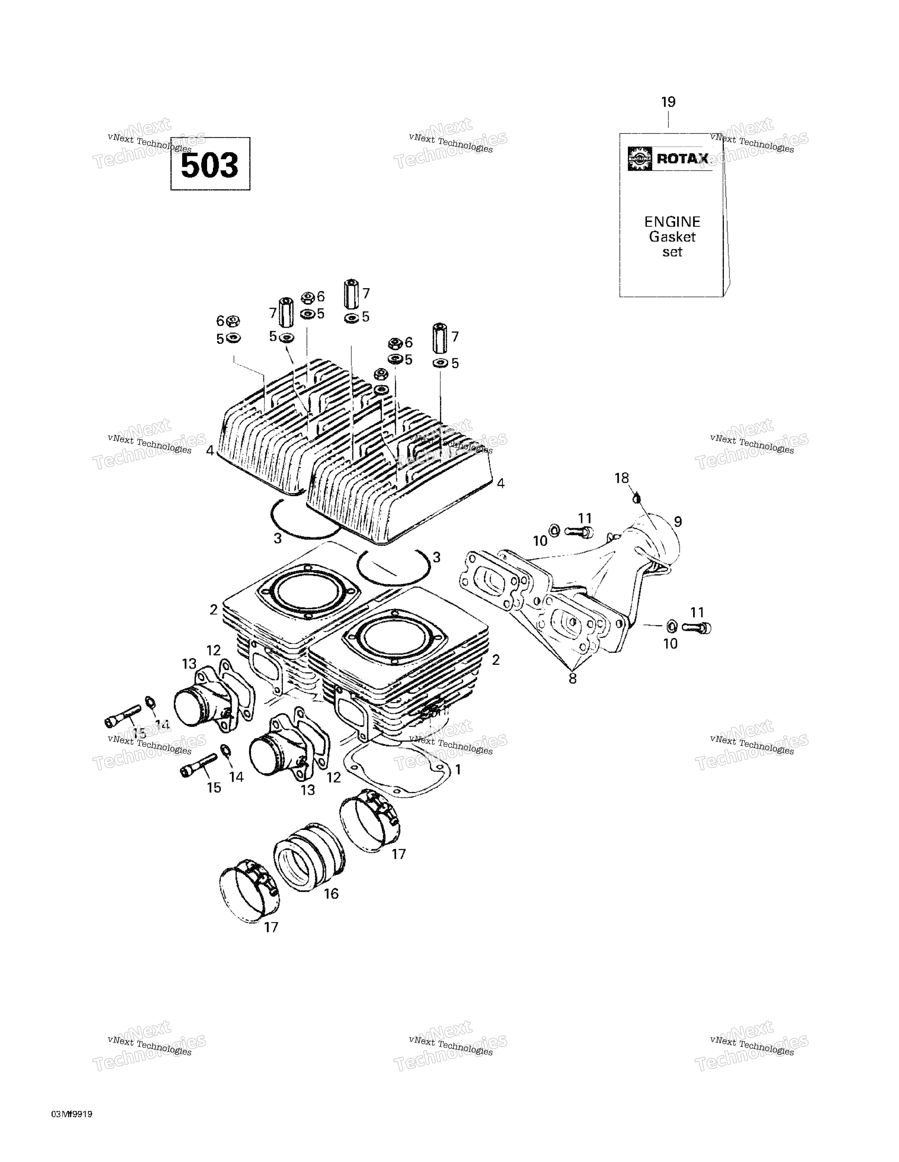 Cylinder, выхлоп коллектор (503)
