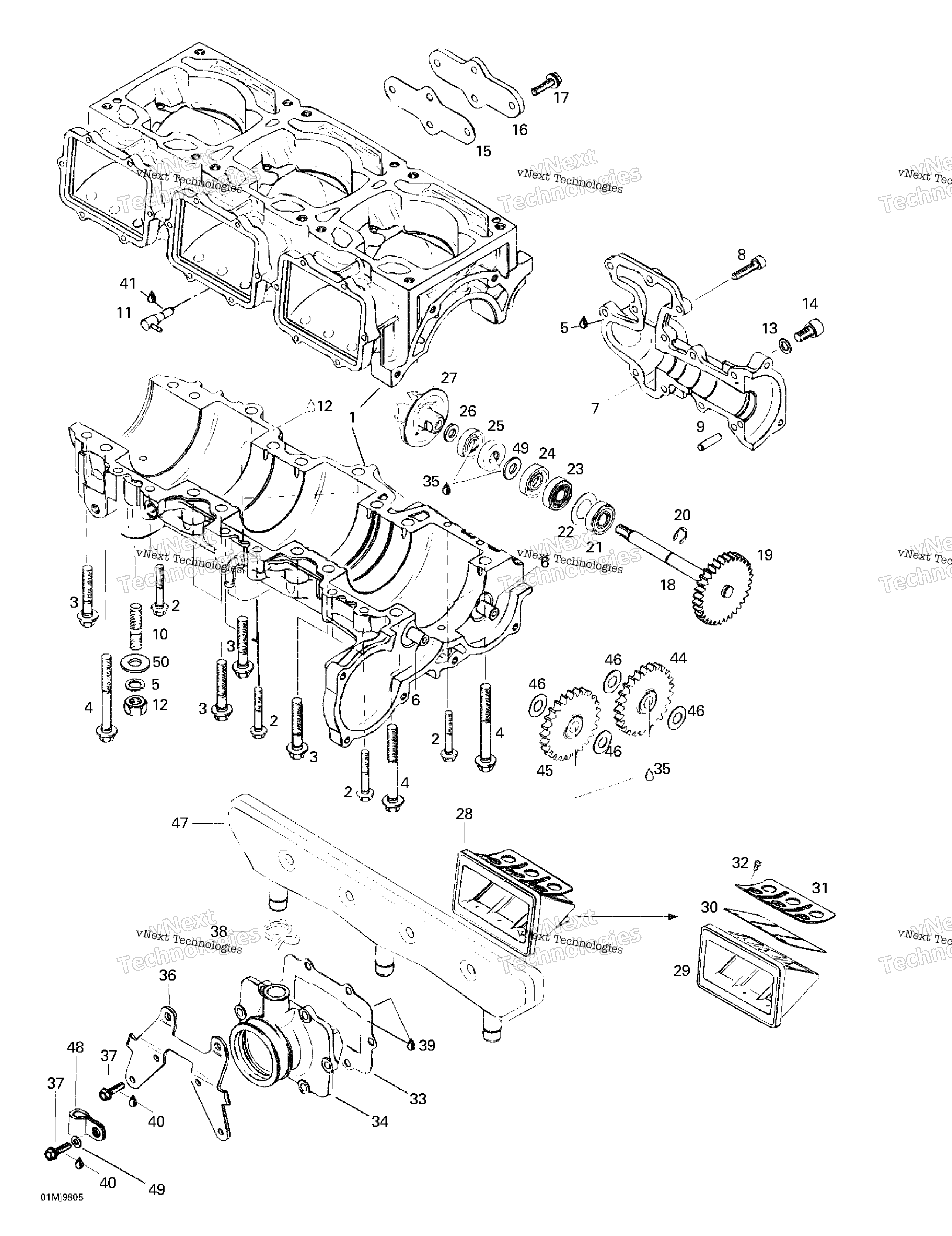 Crankcase, Reed Valve, Water насос