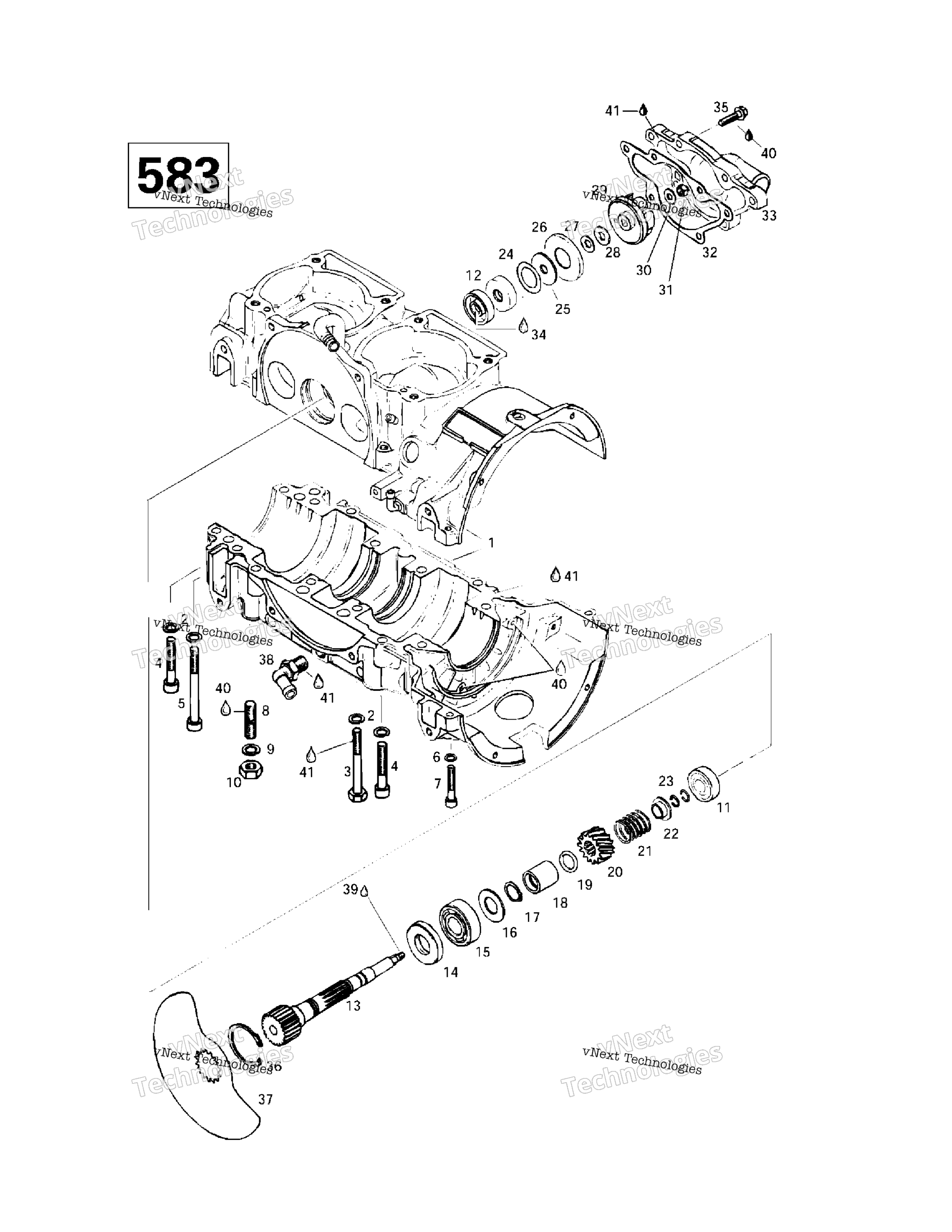 Crankcase, Rotary Valve, Water насос (583)