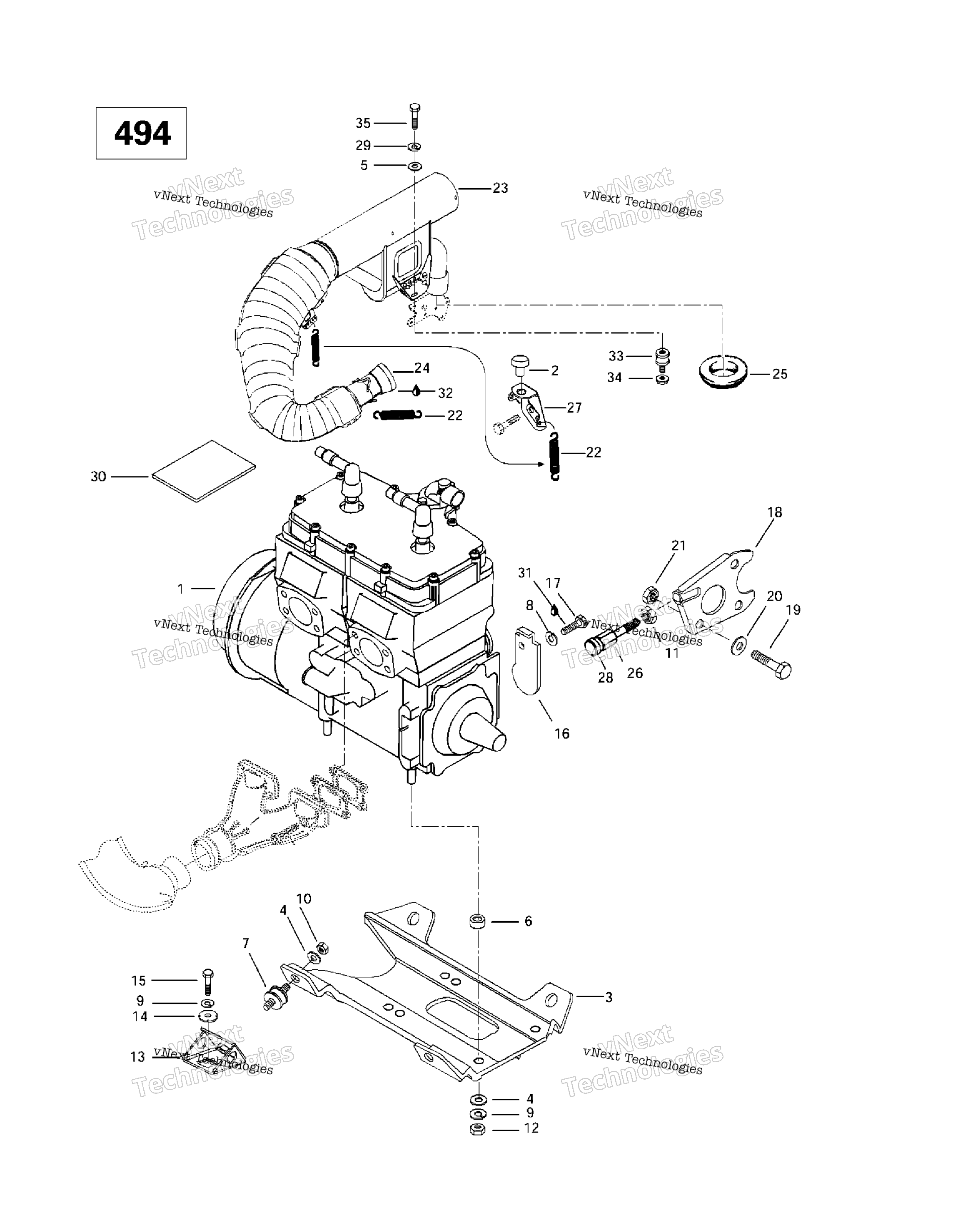 Двигатель Support And Muffler (494)