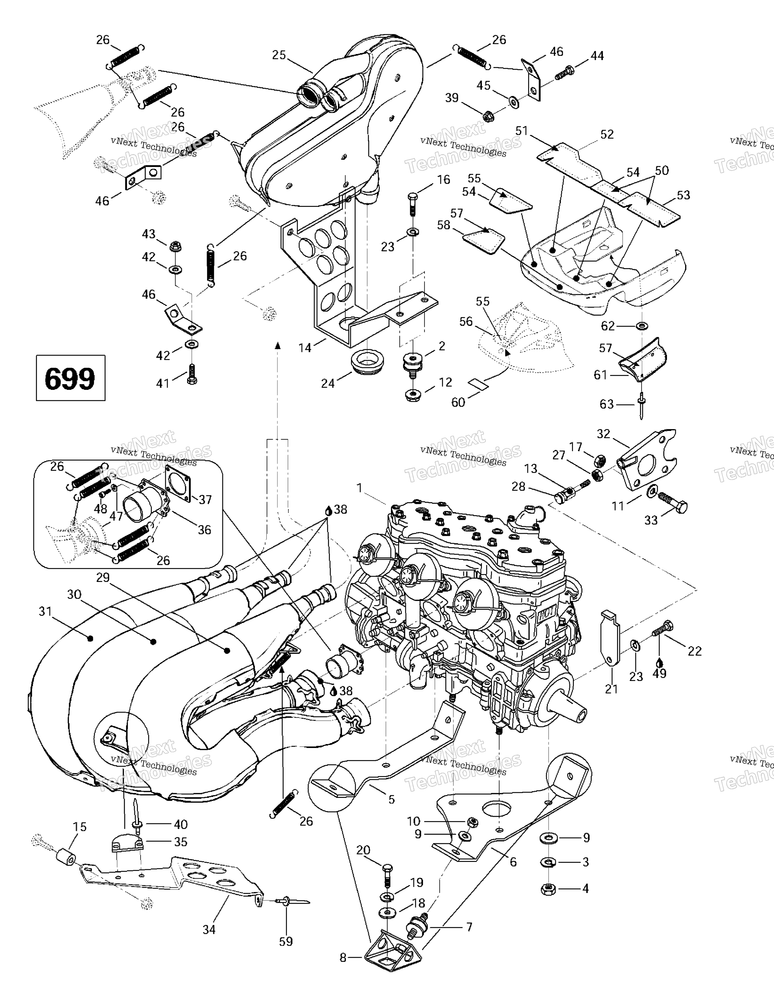 Двигатель Support And Muffler (699)