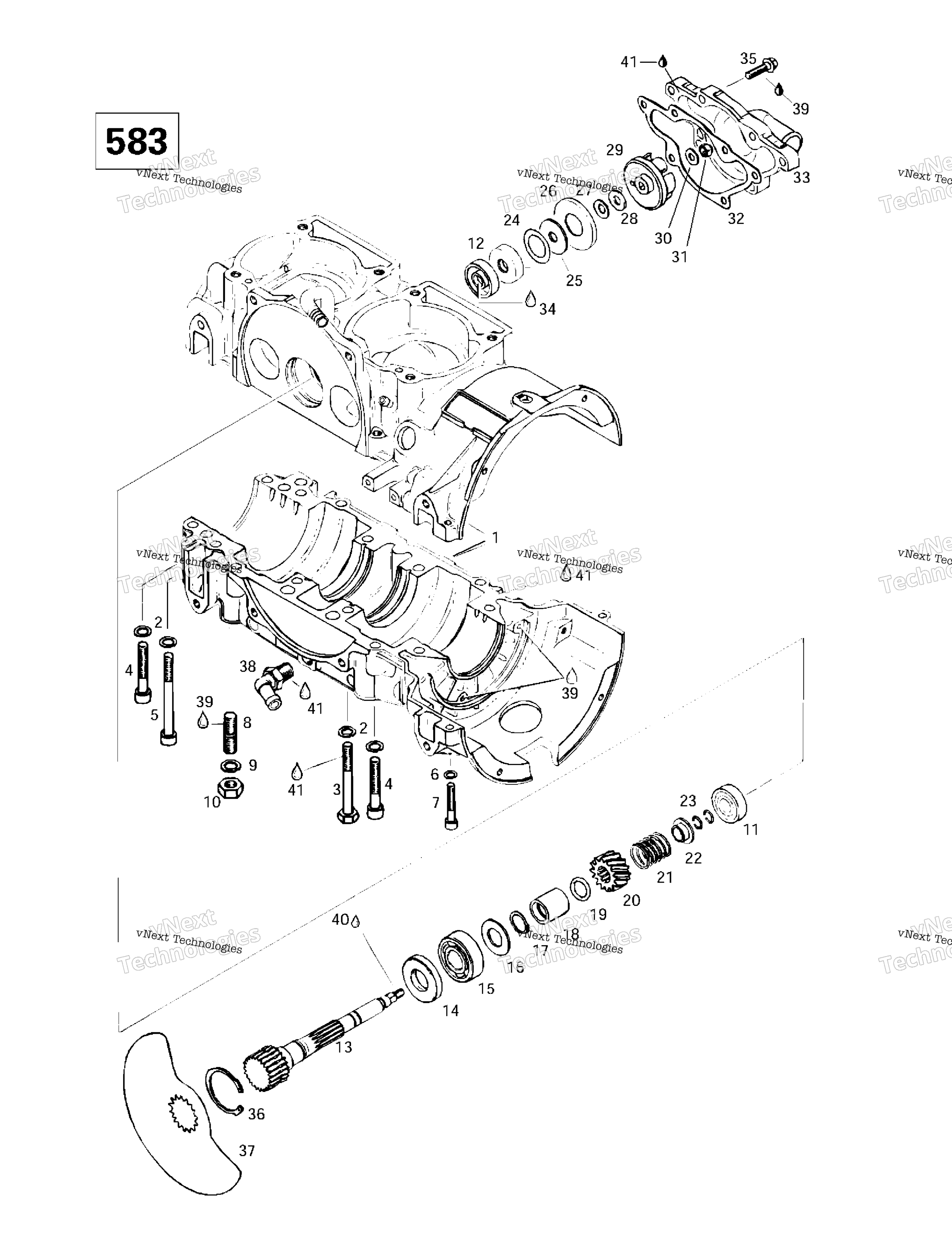 Crankcase, Rotary Valve, Water насос (583)