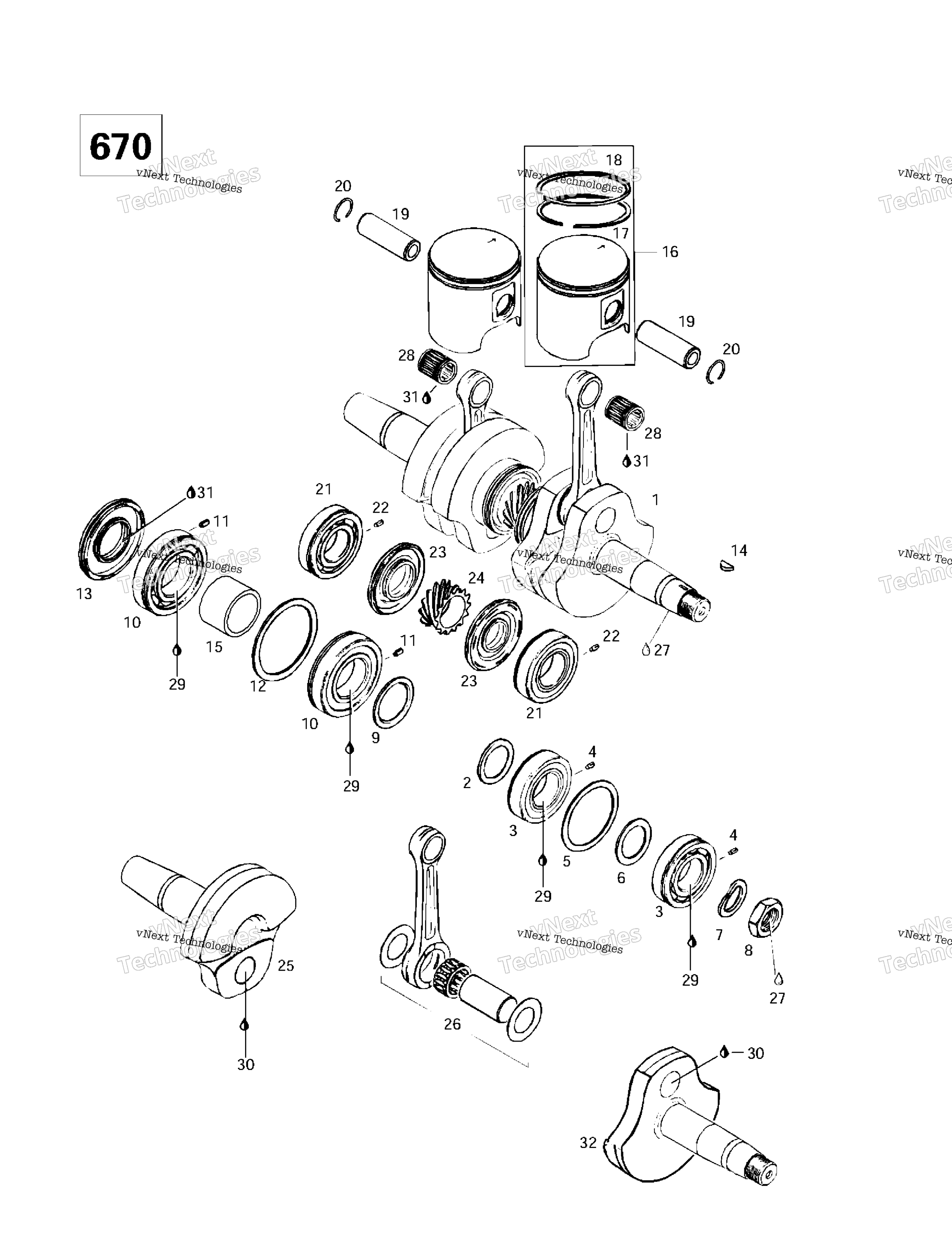 Коленчатый вал And Pistons (670)