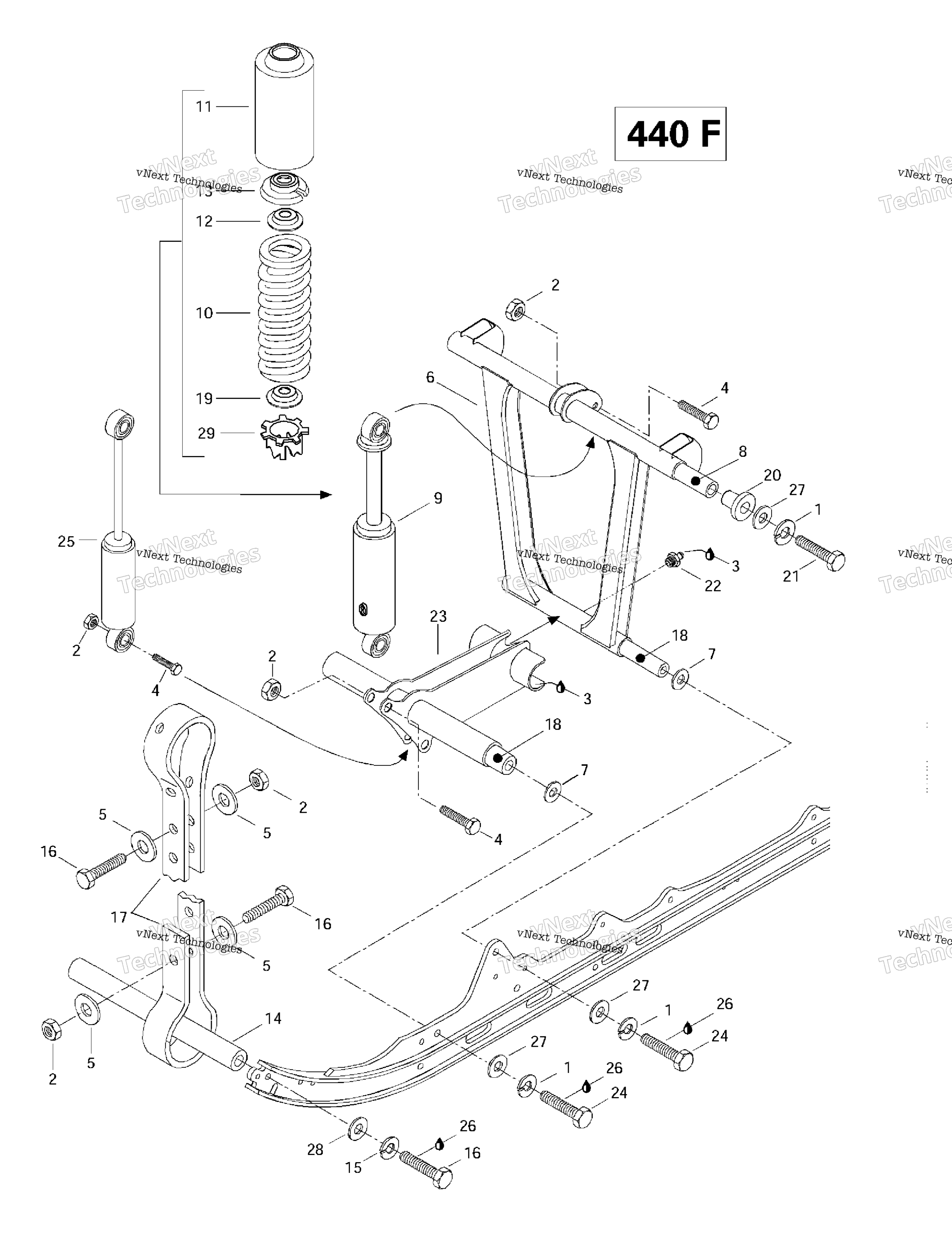 Передняя часть Arm, Rear Suspension (440F)