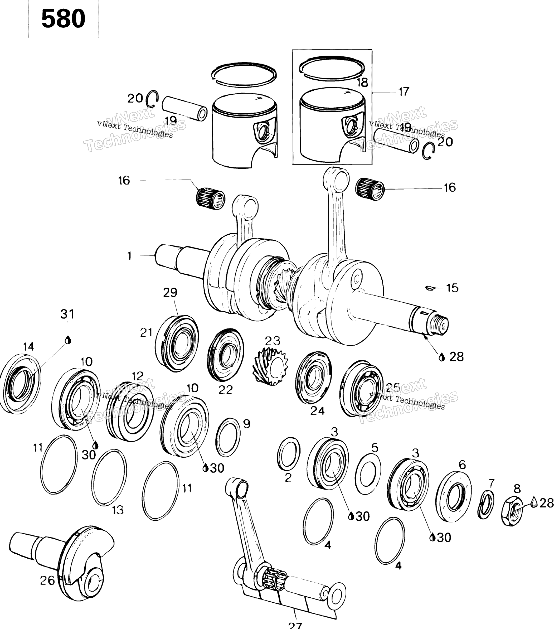 Коленчатый вал And Pistons 580