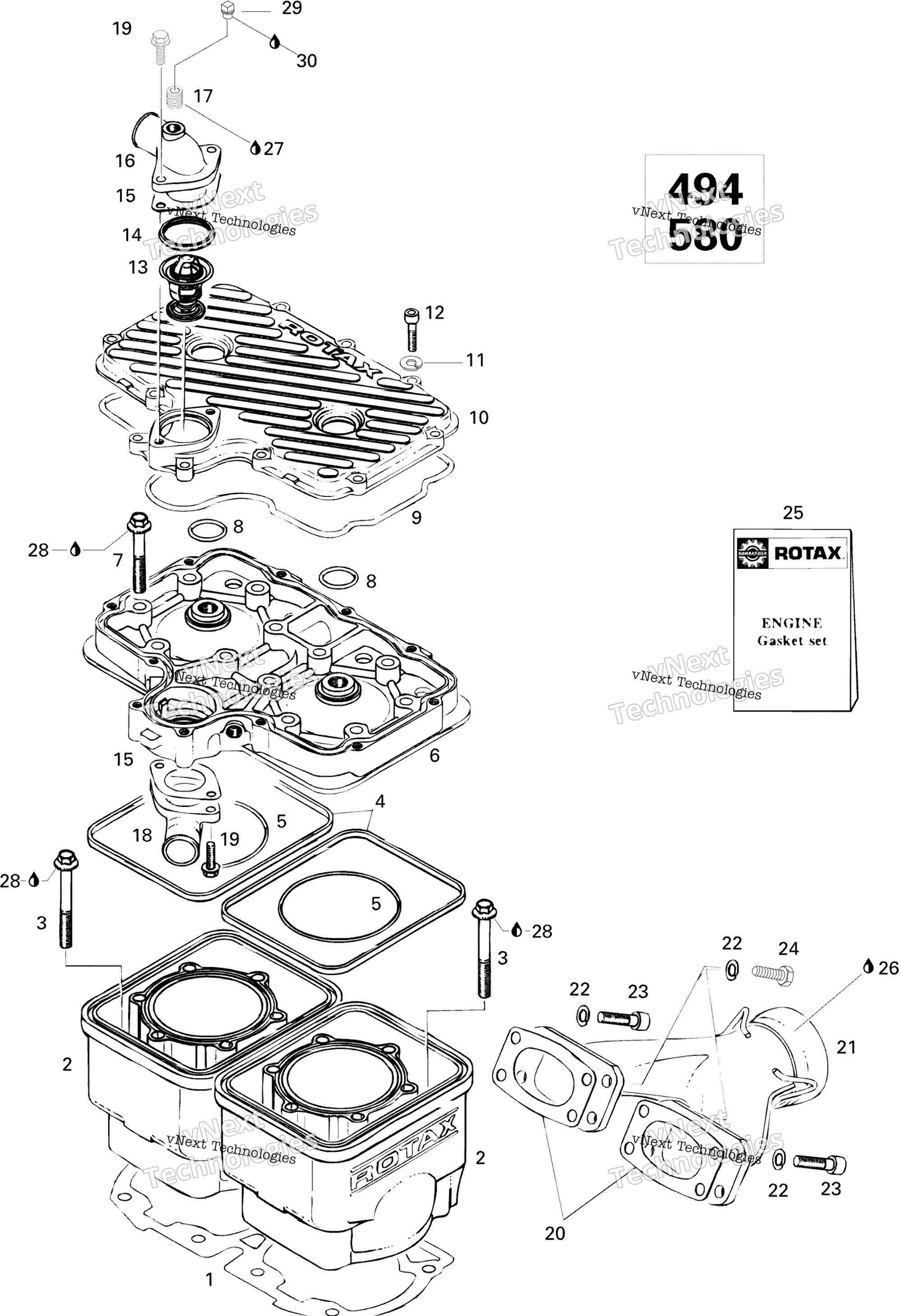 Цилиндр And Exhaust Manifold 580