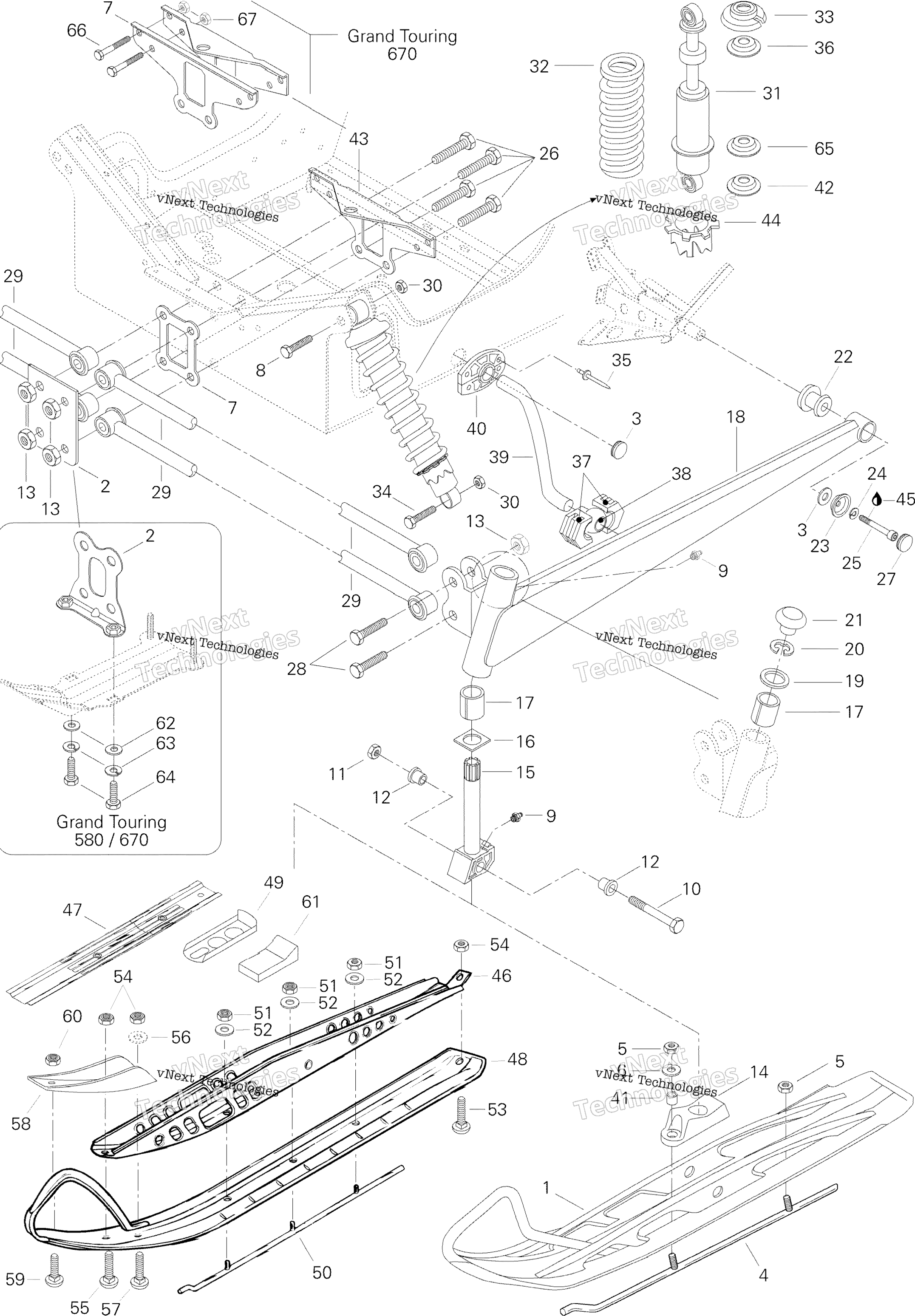 Передняя часть Suspension And Ski 580