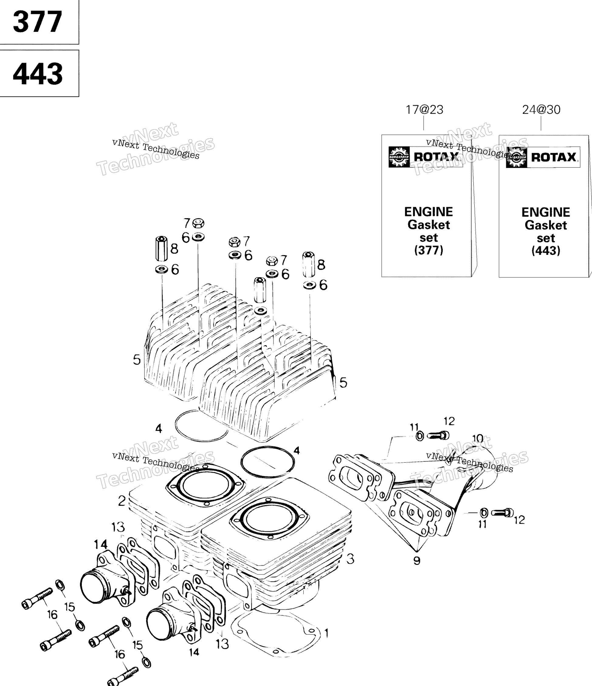 Цилиндр And Exhaust Manifold 443