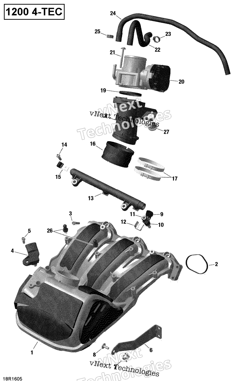 Воздушный впуск коллектор и Throttle кузов 1200Itc 4 Tec