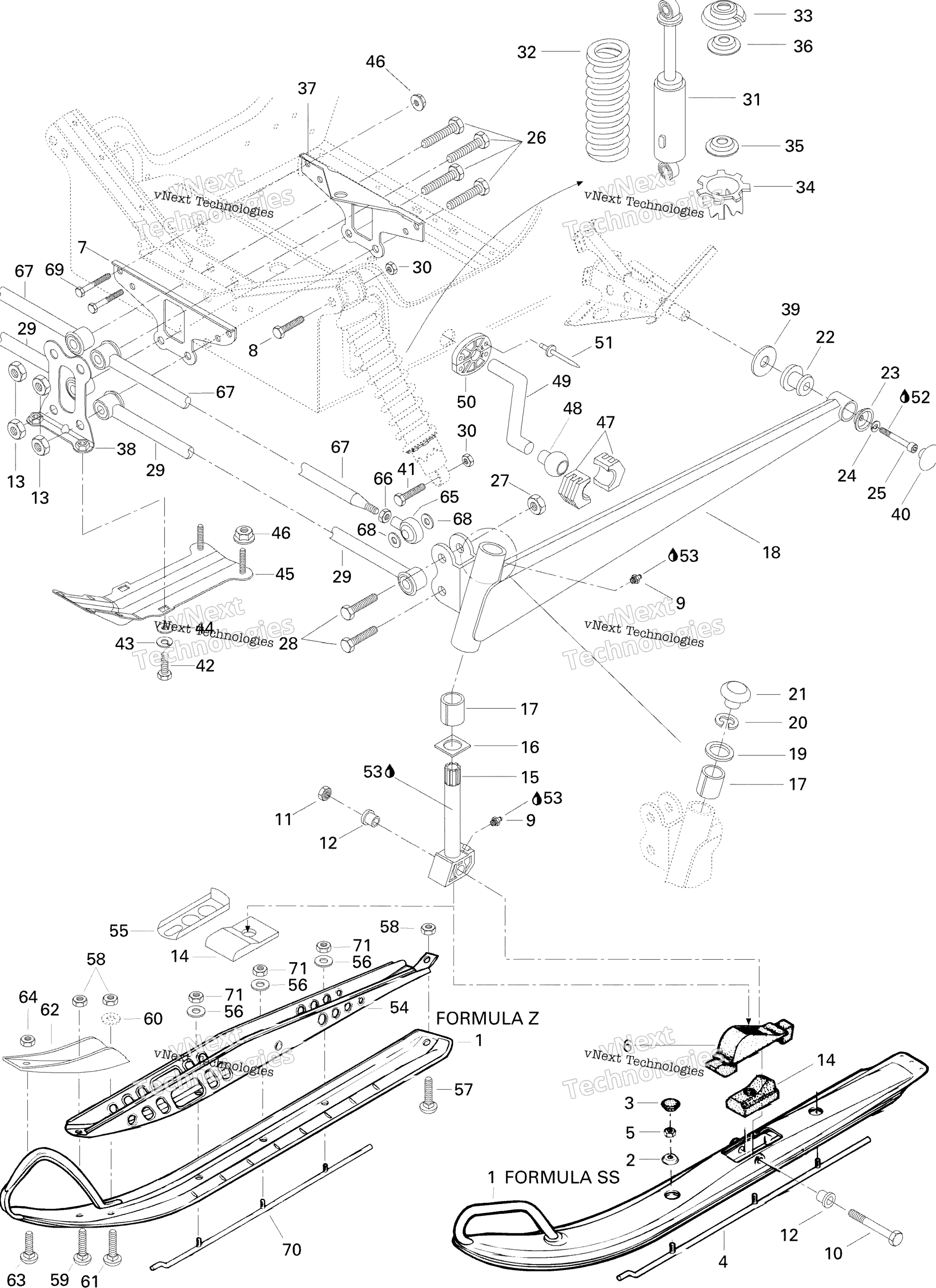 Передняя часть Suspension And Ski Formula Z