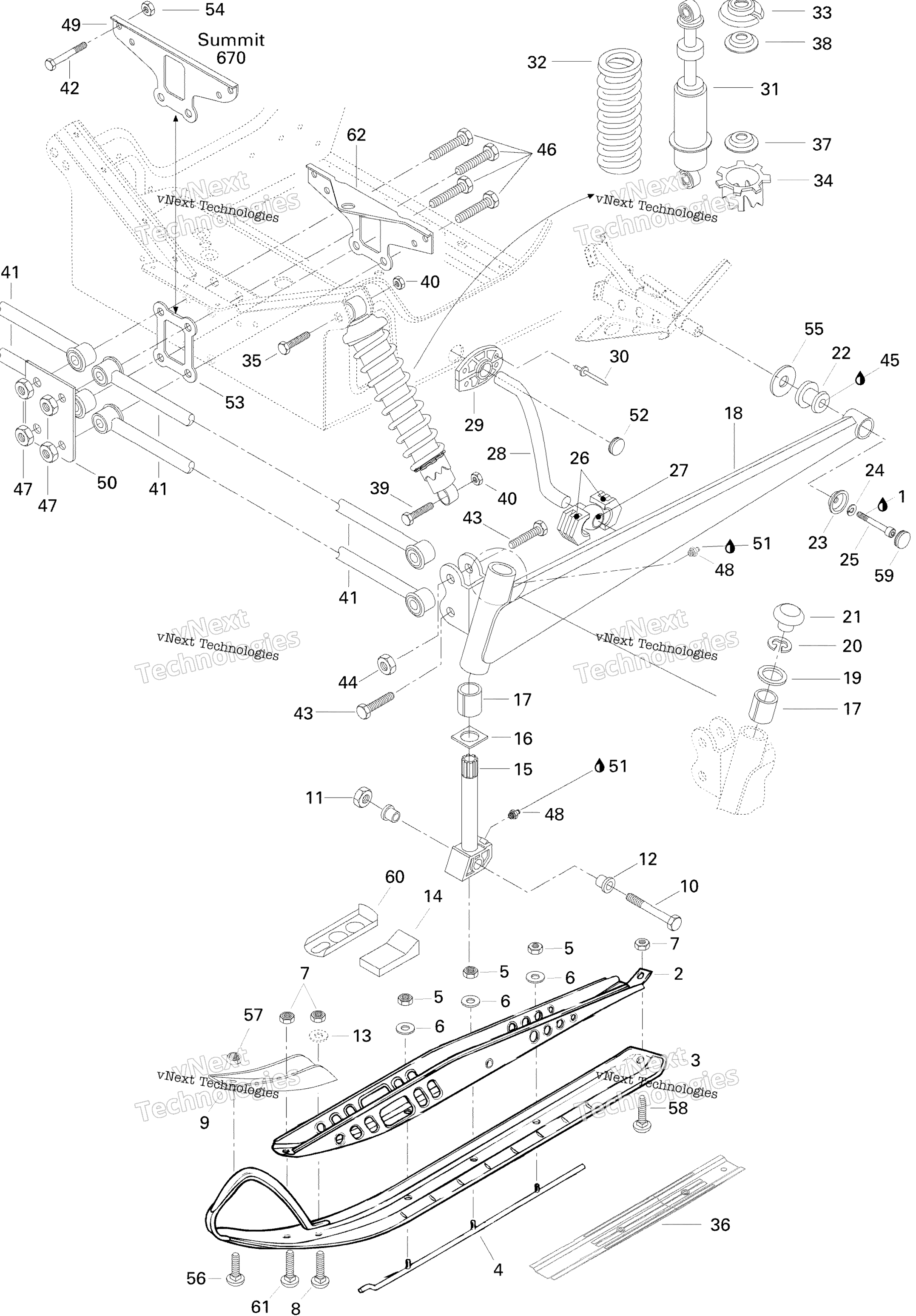 Передняя часть Suspension And Ski 670