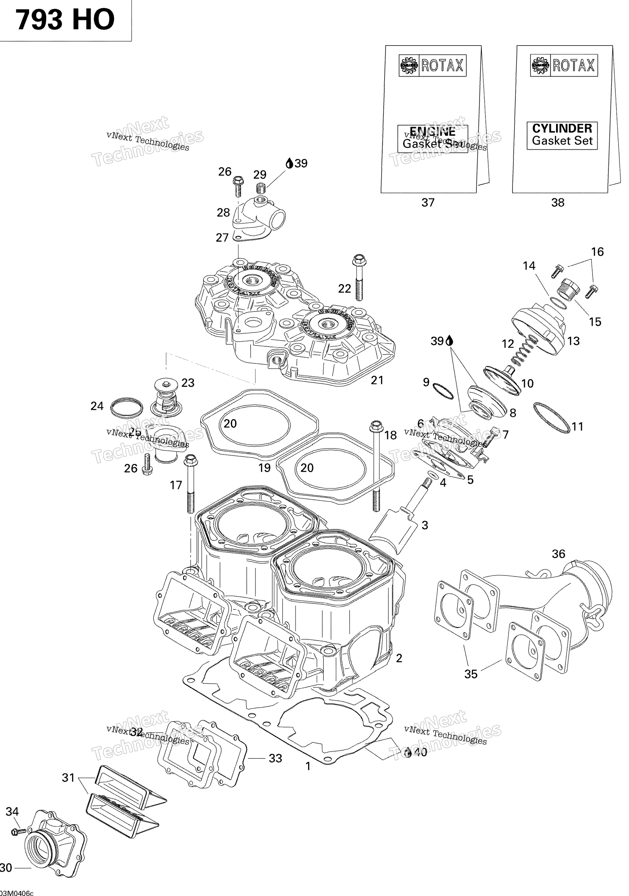 Cylinder, выхлоп Manifold, Reed клапан (793 Ho)