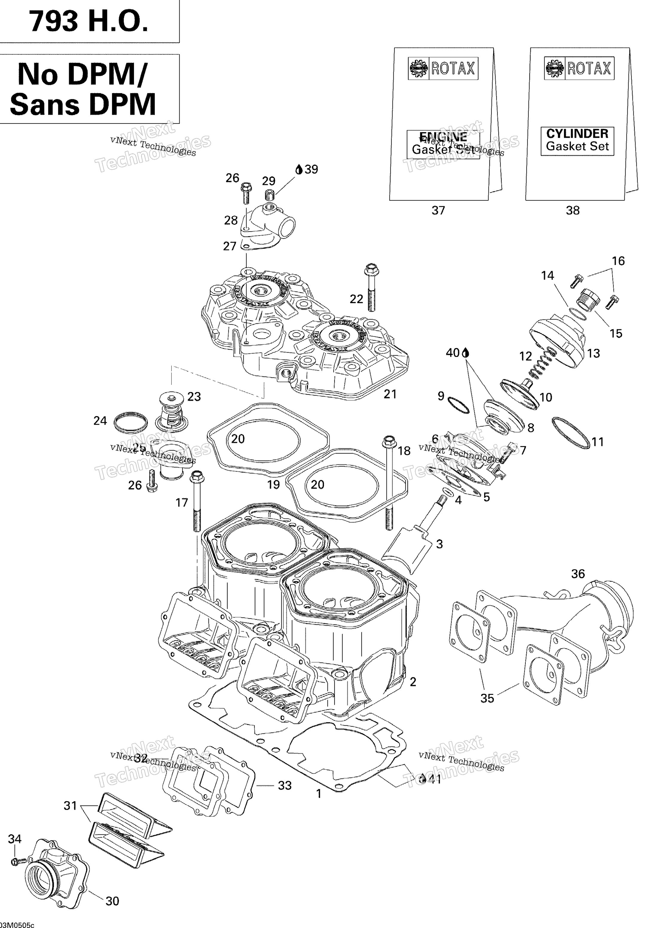 Cylinder, выхлоп коллектор и Reed клапан 793Ho No Pdm
