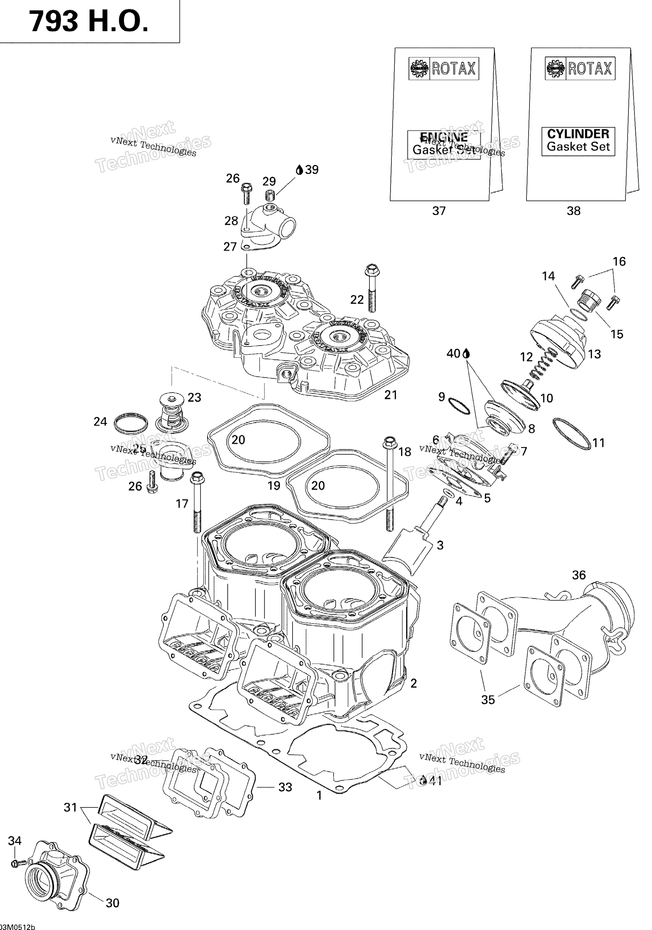 Cylinder, выхлоп коллектор и Reed клапан 793Ho