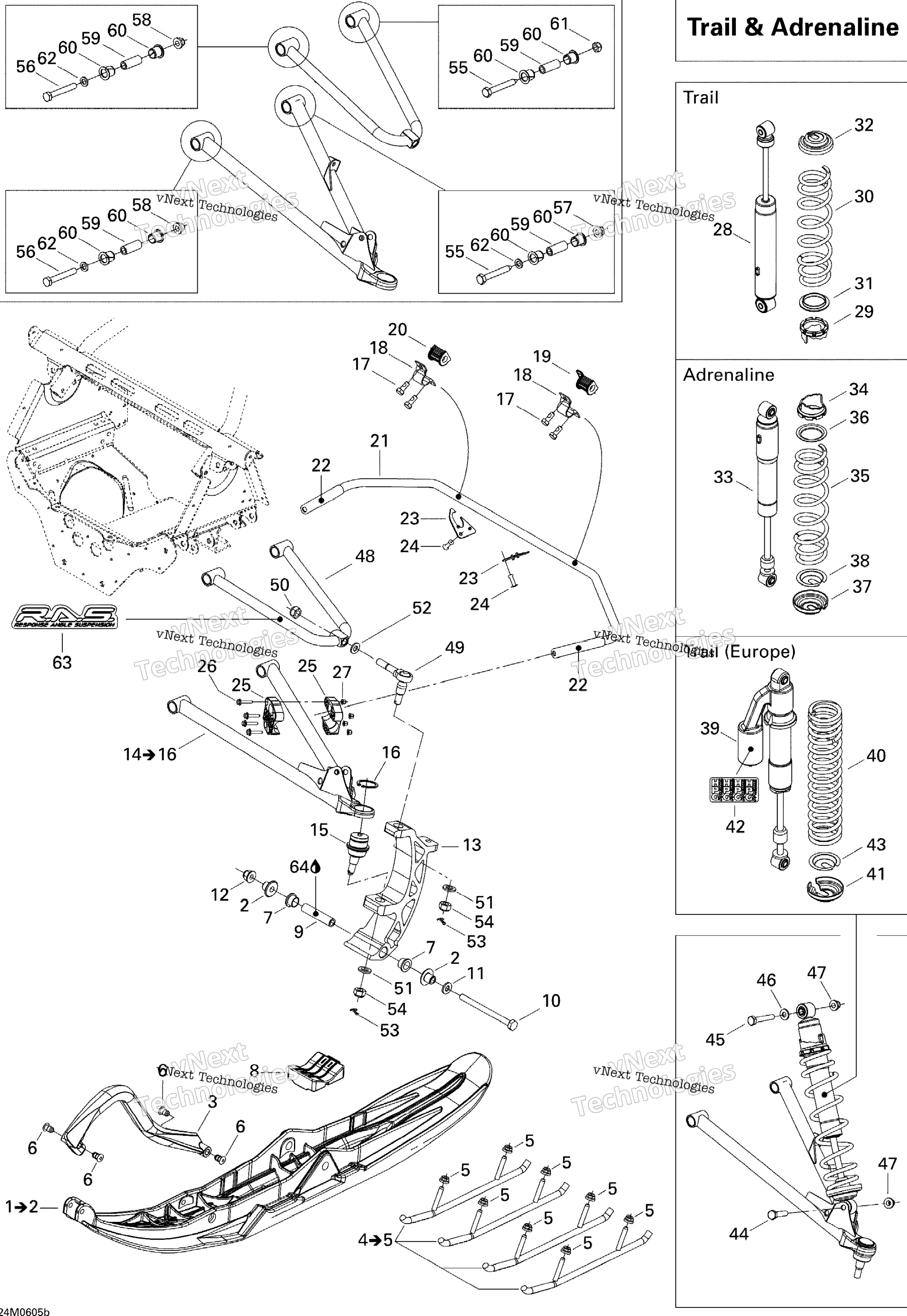 Передняя часть Suspension And Ski 600 Adrenaline