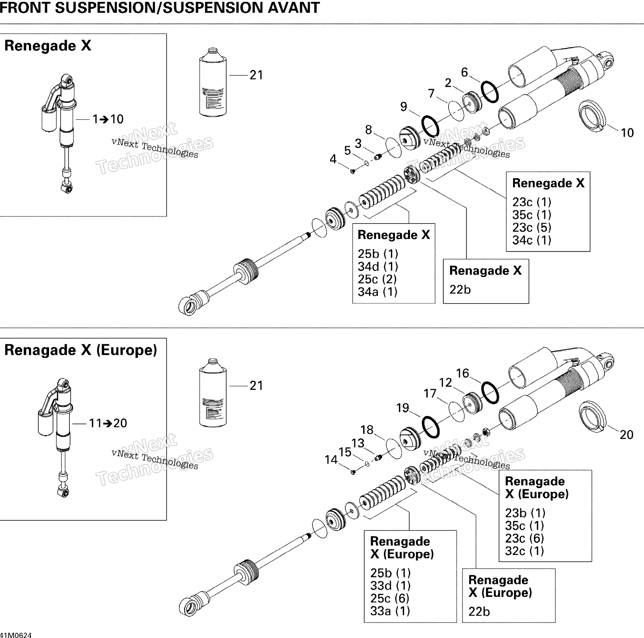 Take Apart Shock, передний Renegade X