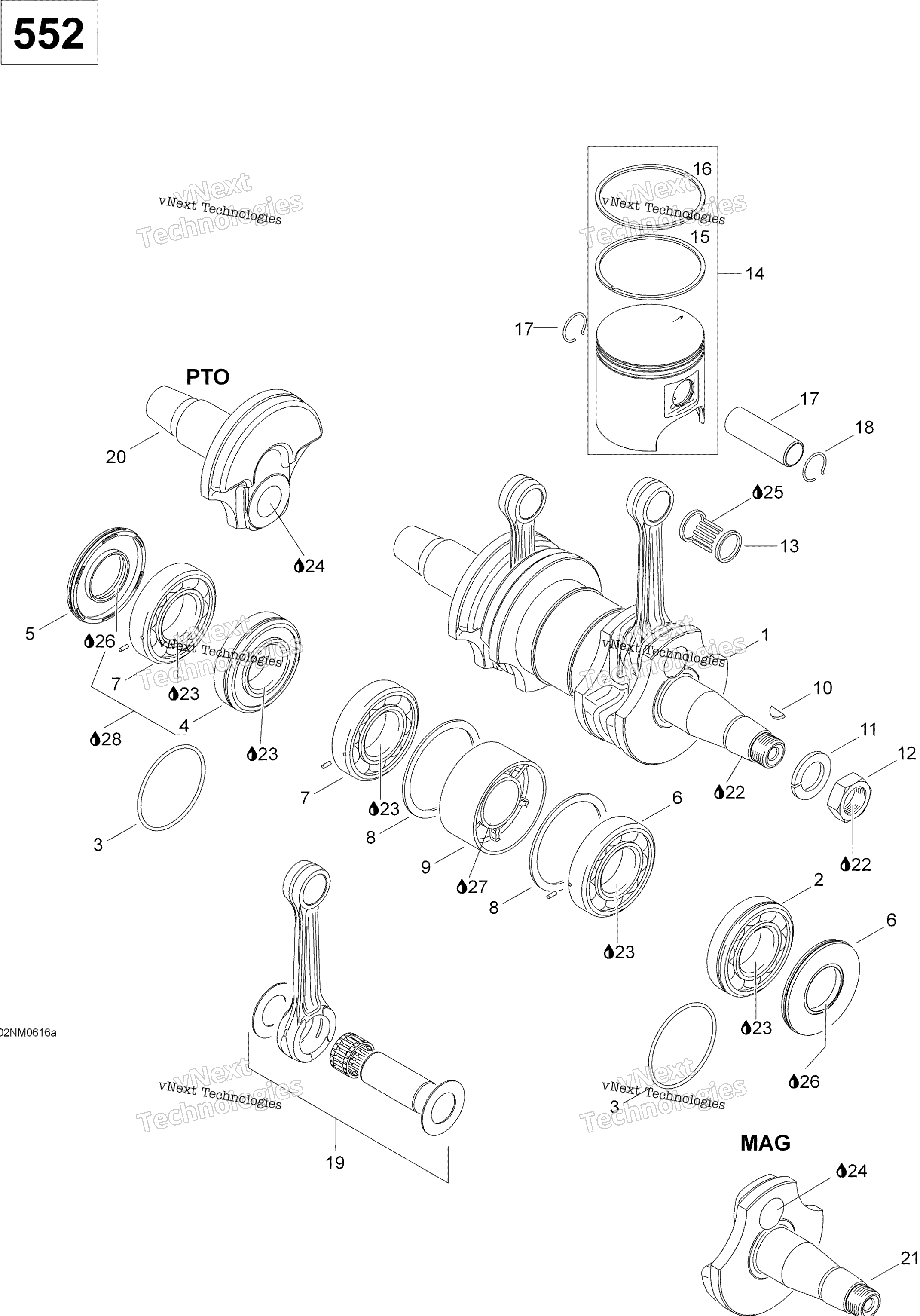 Коленчатый вал And Pistons 552