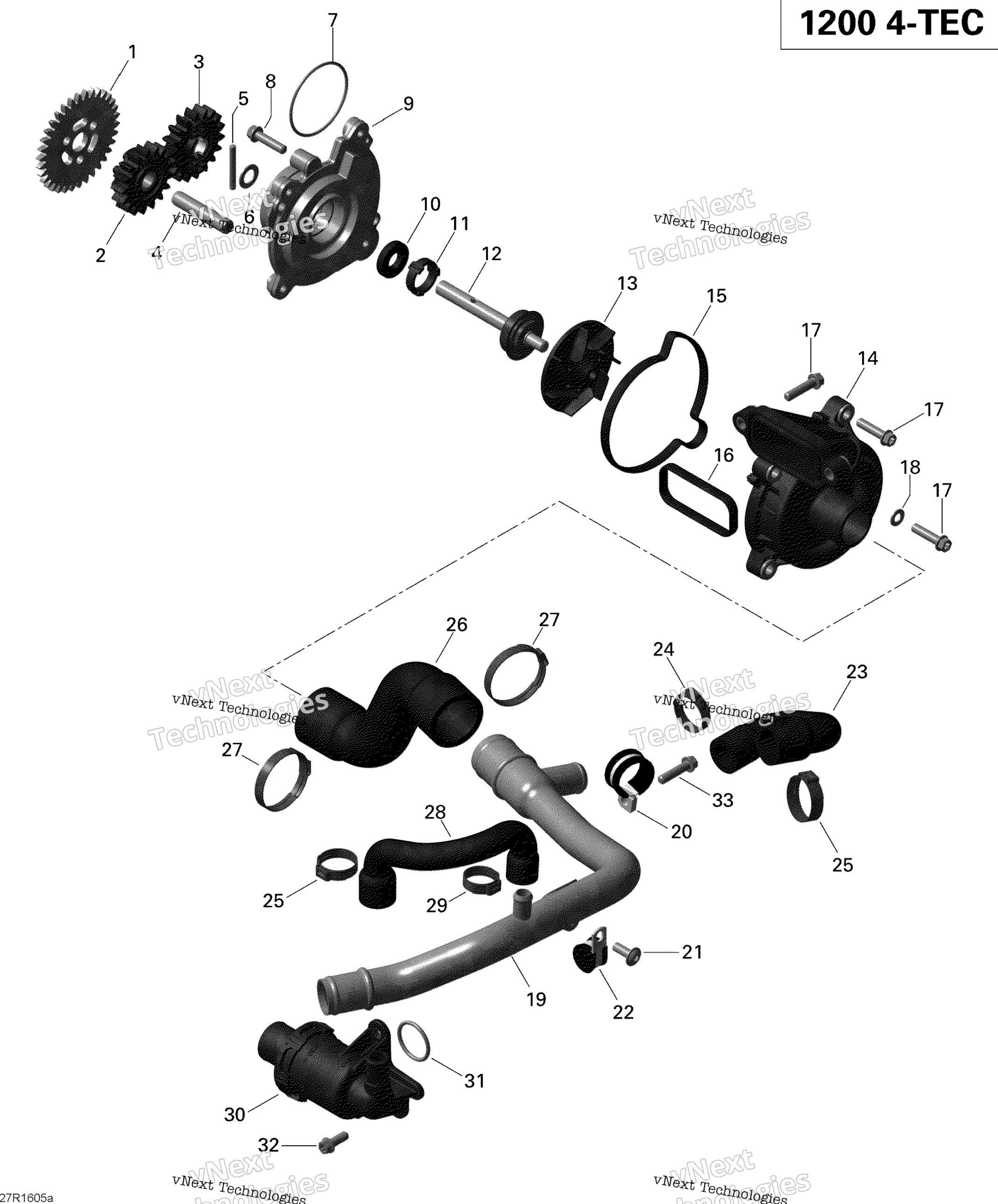Двигатель Cooling - 1200Itc 4-Tec (Except Gt Le - Renegade Enduro)