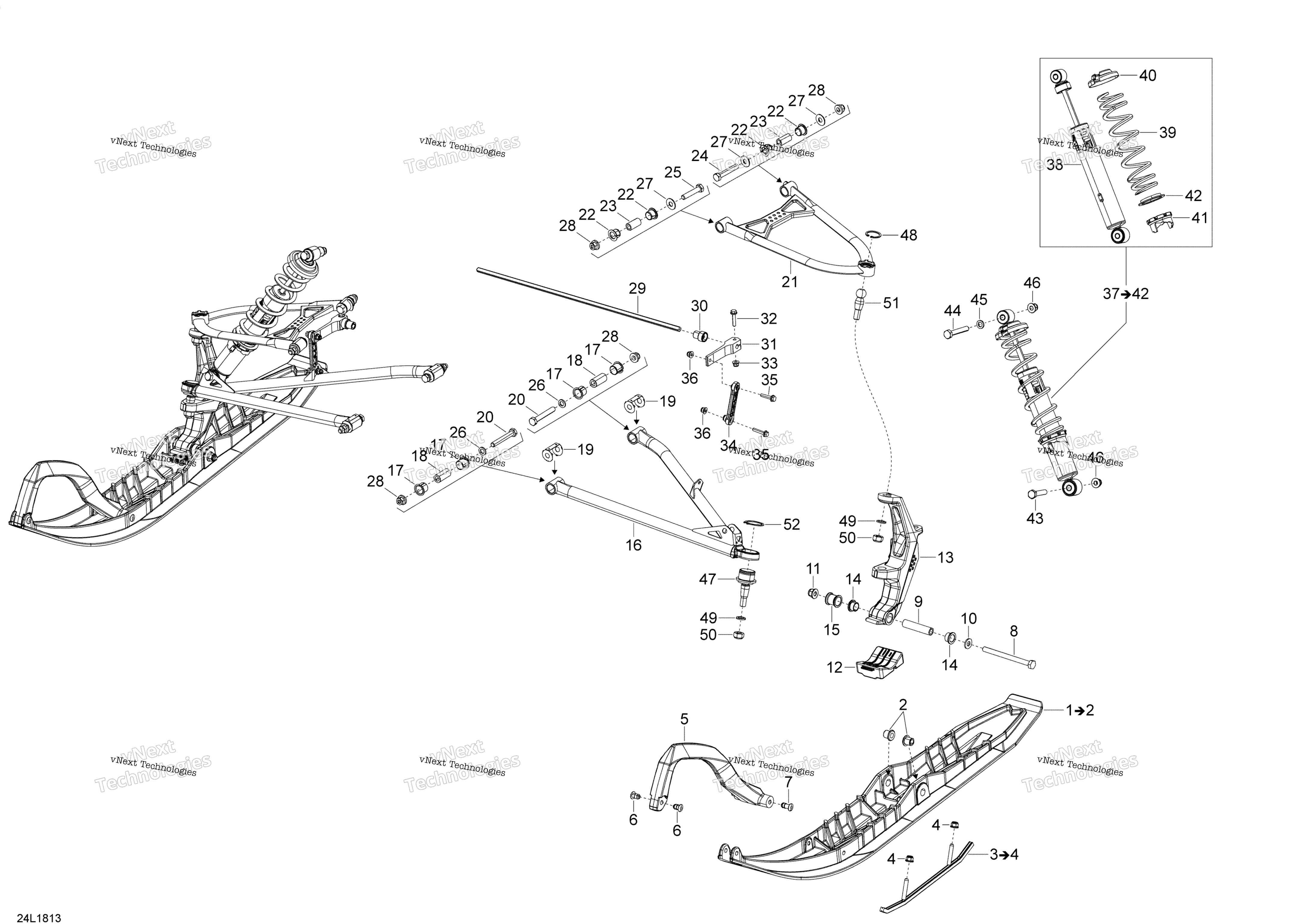Передняя часть Suspension And Ski Expedition - 1200 4-Tec - 900 Ace