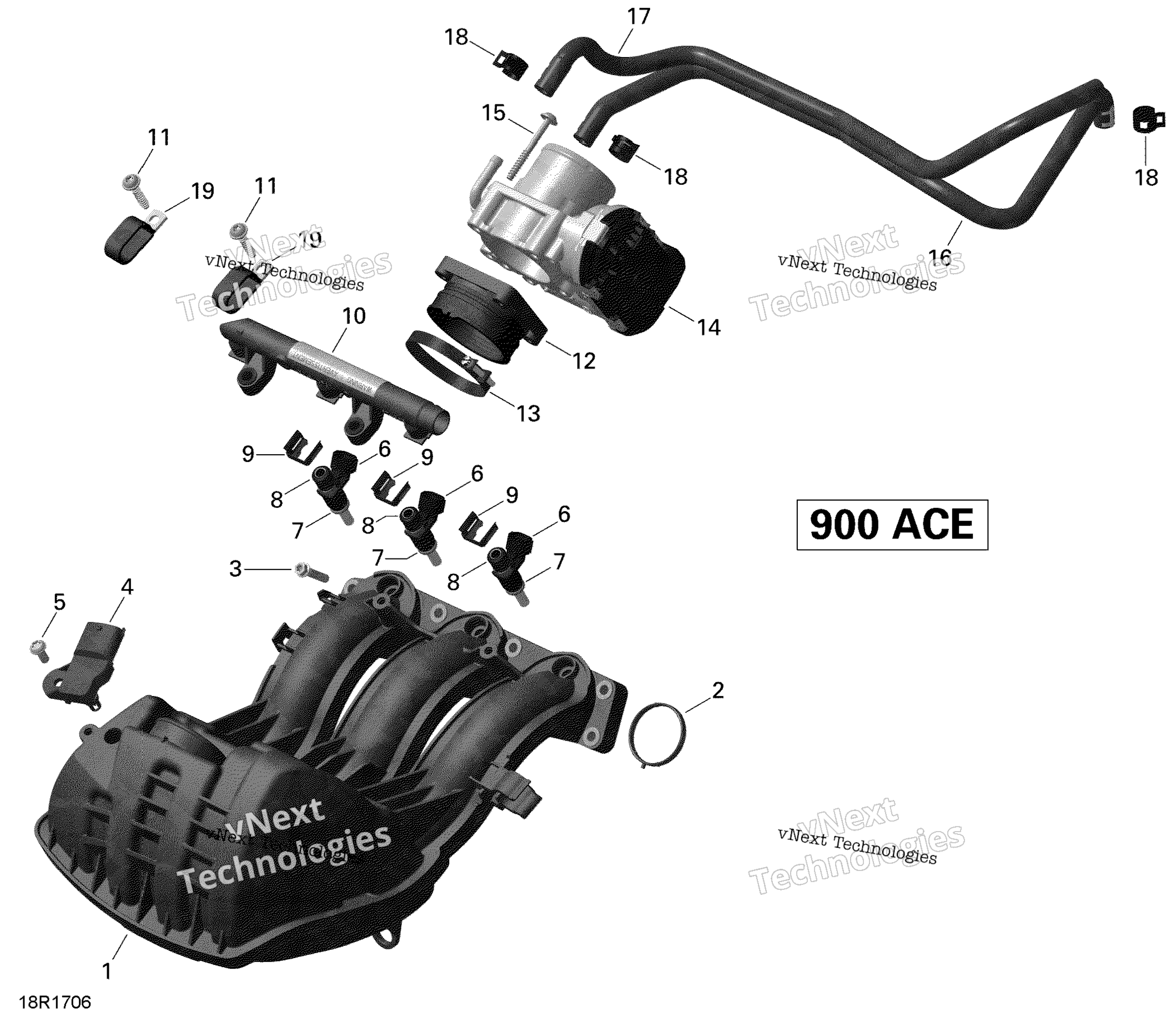 Воздушный впуск коллектор и Throttle кузов 900 Ace