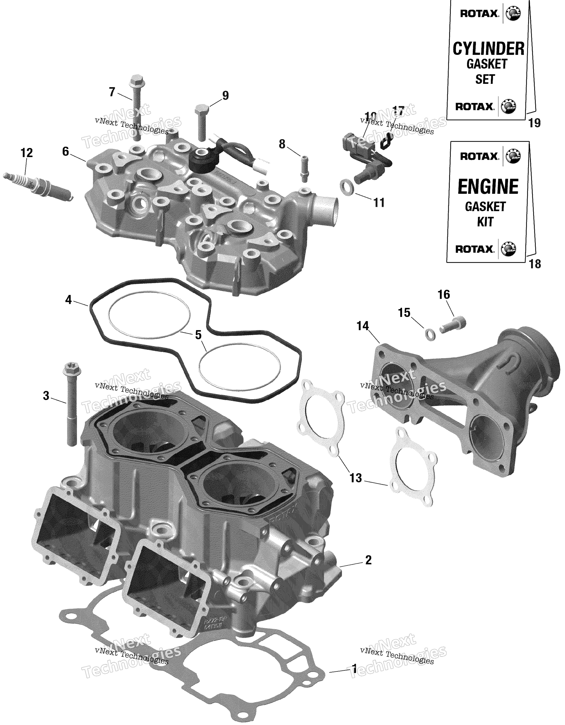 Rotax цилиндр и цилиндр головка Ski Doo