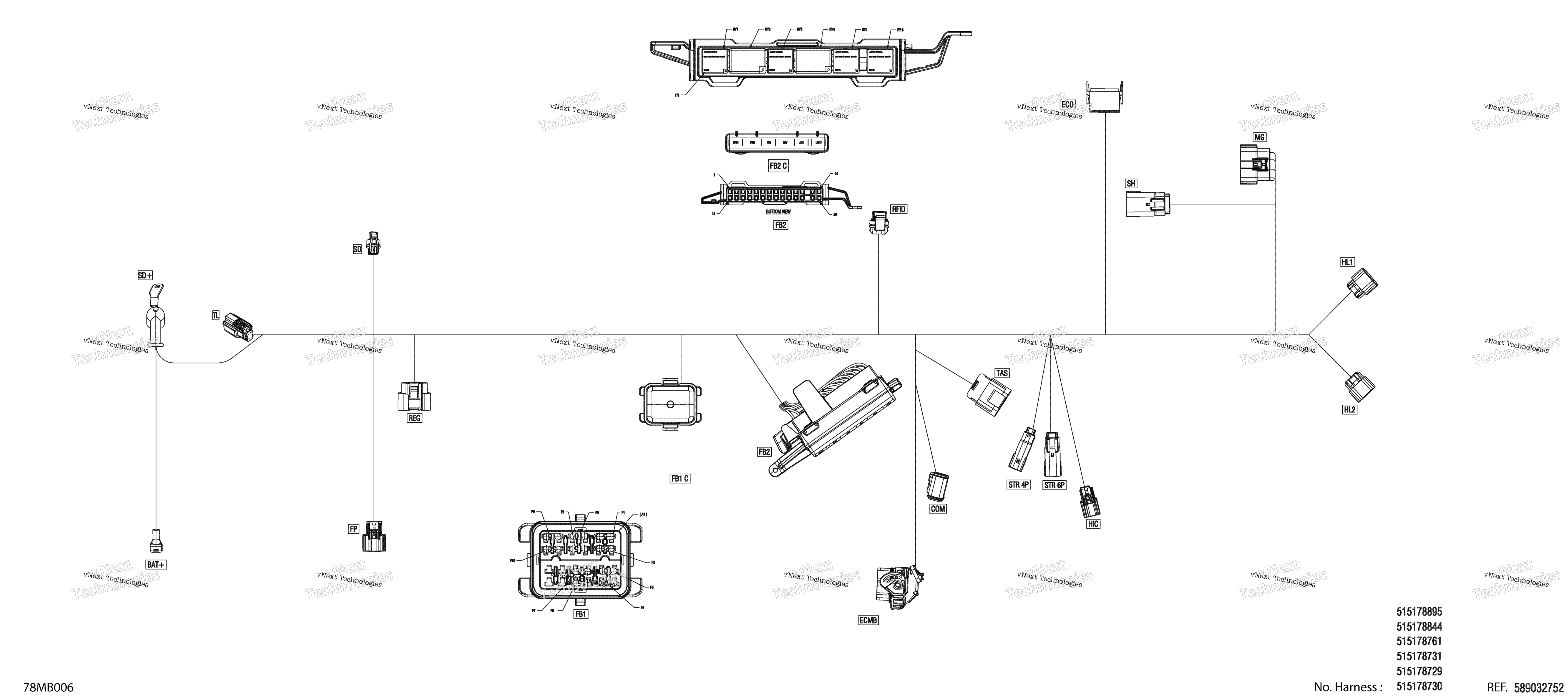 Электрооборудование - Main Harness - 515178729