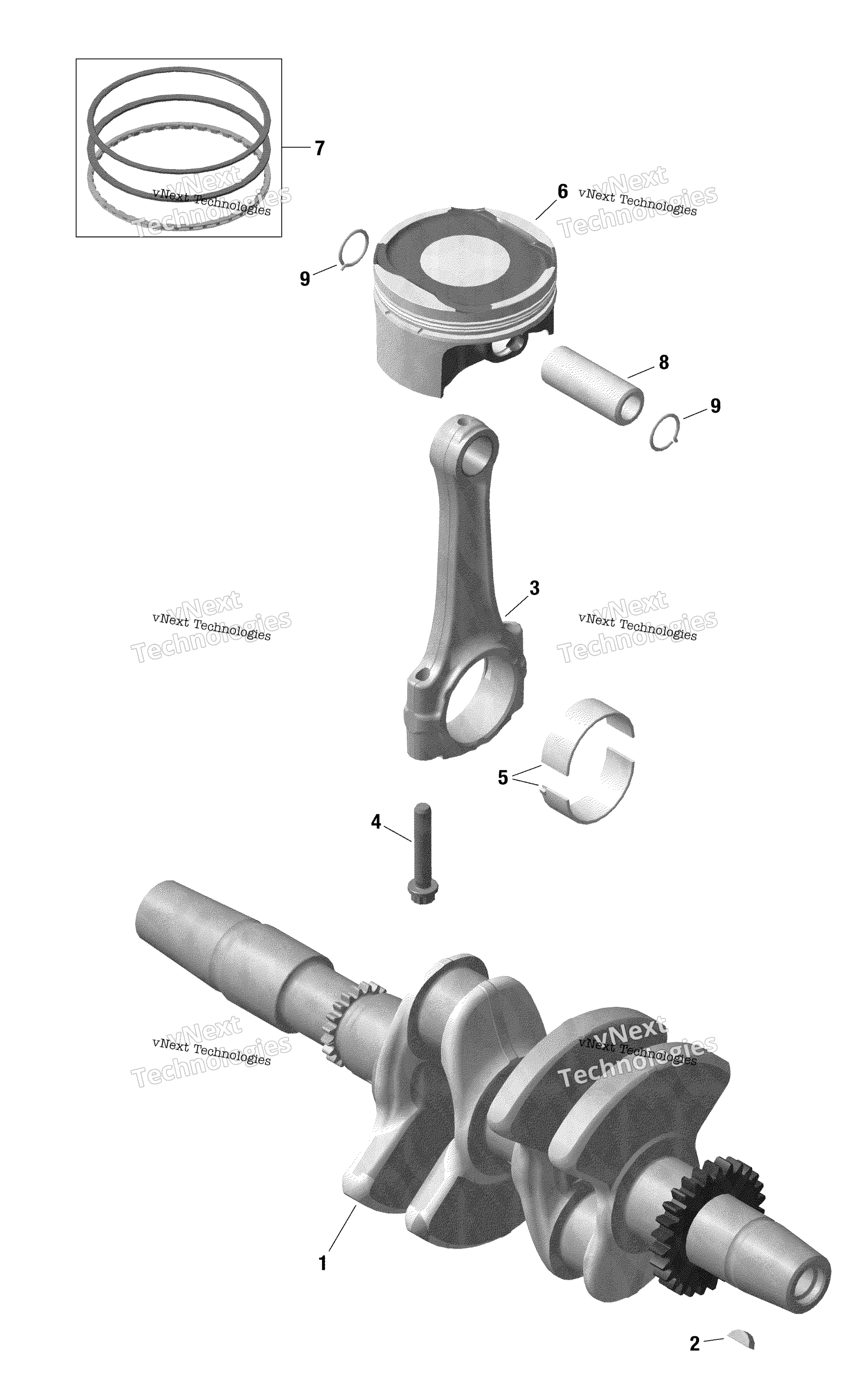 Rotax коленвал и Pistons