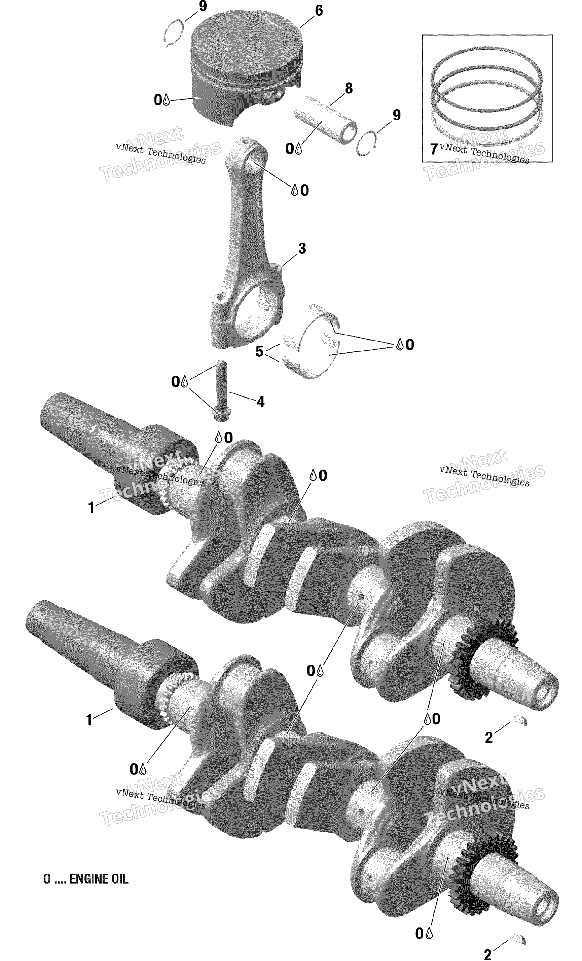 Двигатель - Crankshaft And Pistons - 900 Ace