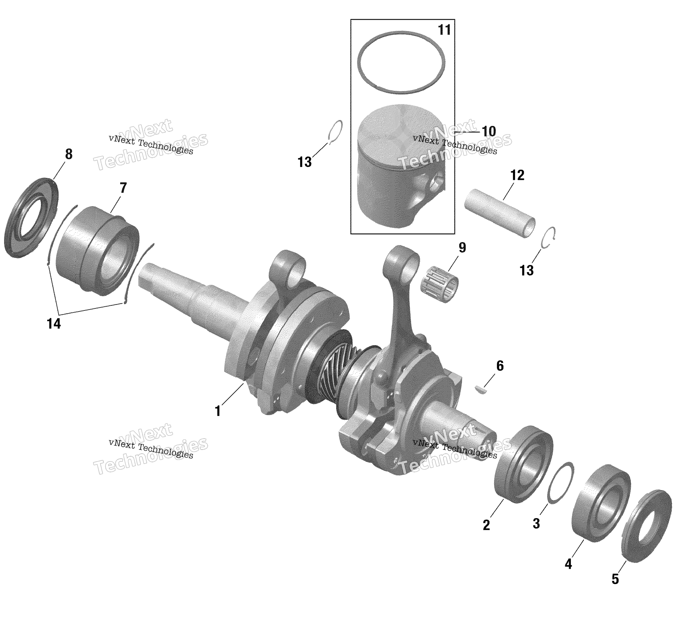 Двигатель - Crankshaft And Pistons - 850 E-Tec