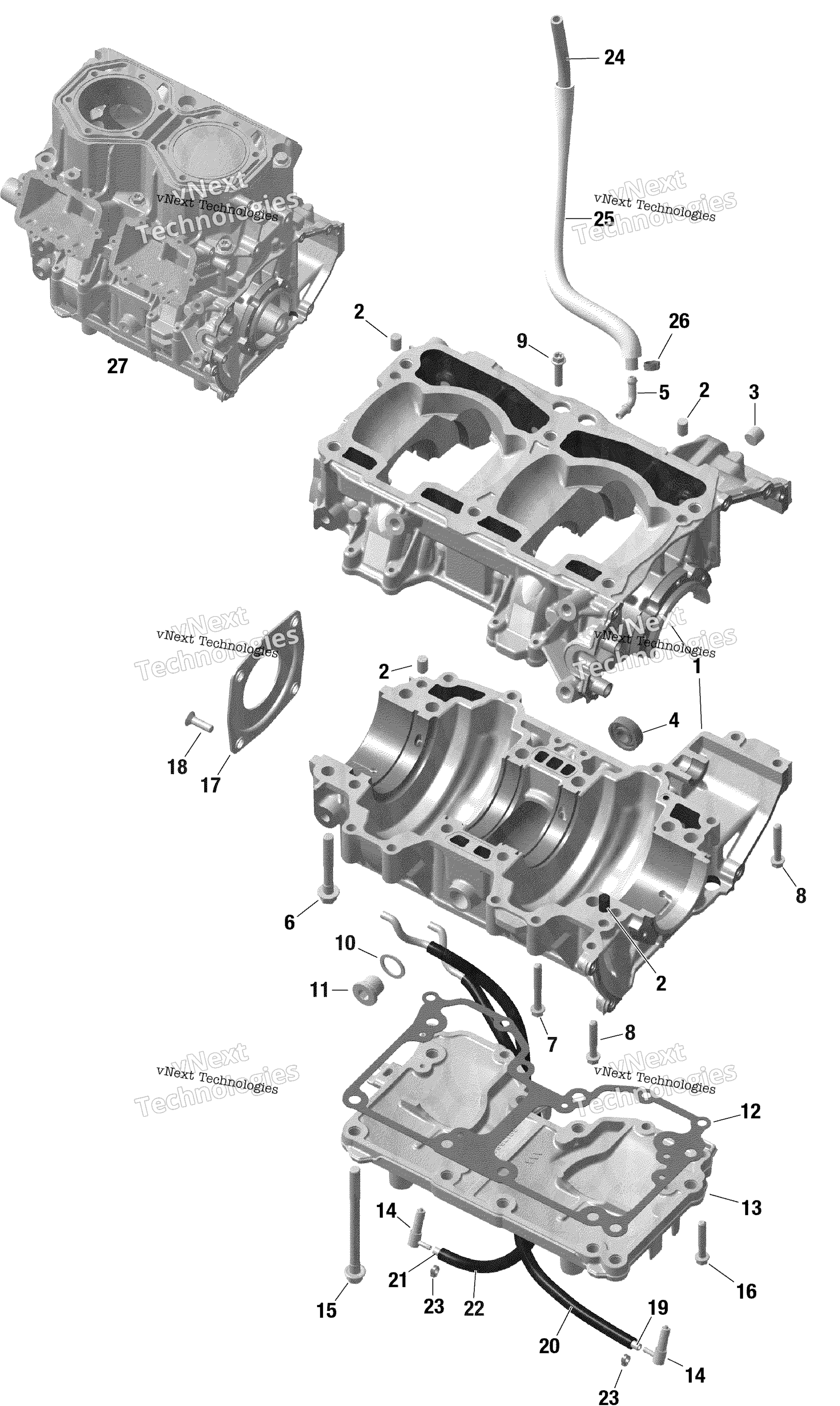 Двигатель - Crankcase - 850 E-Tec