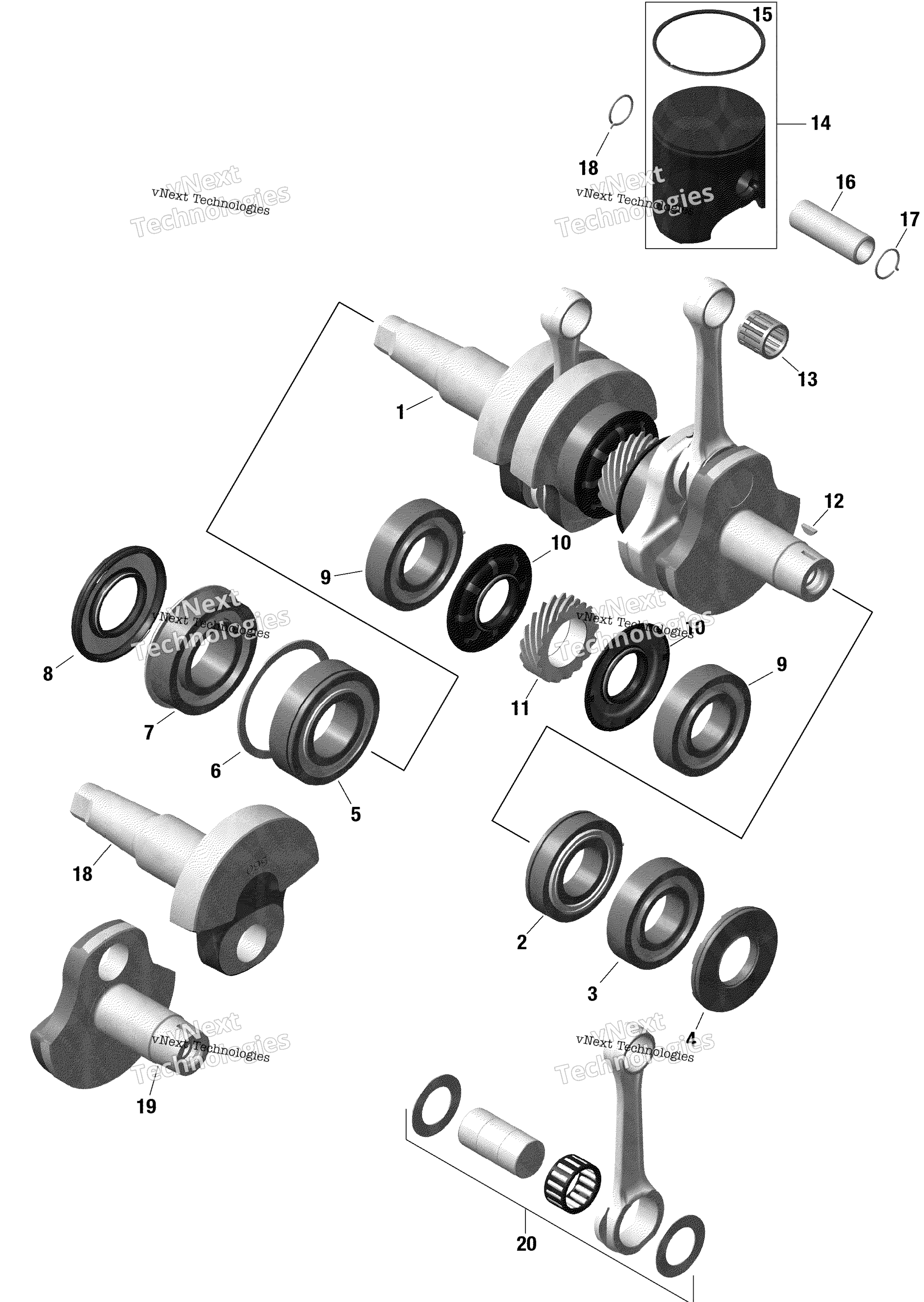 Rotax коленвал и Pistons