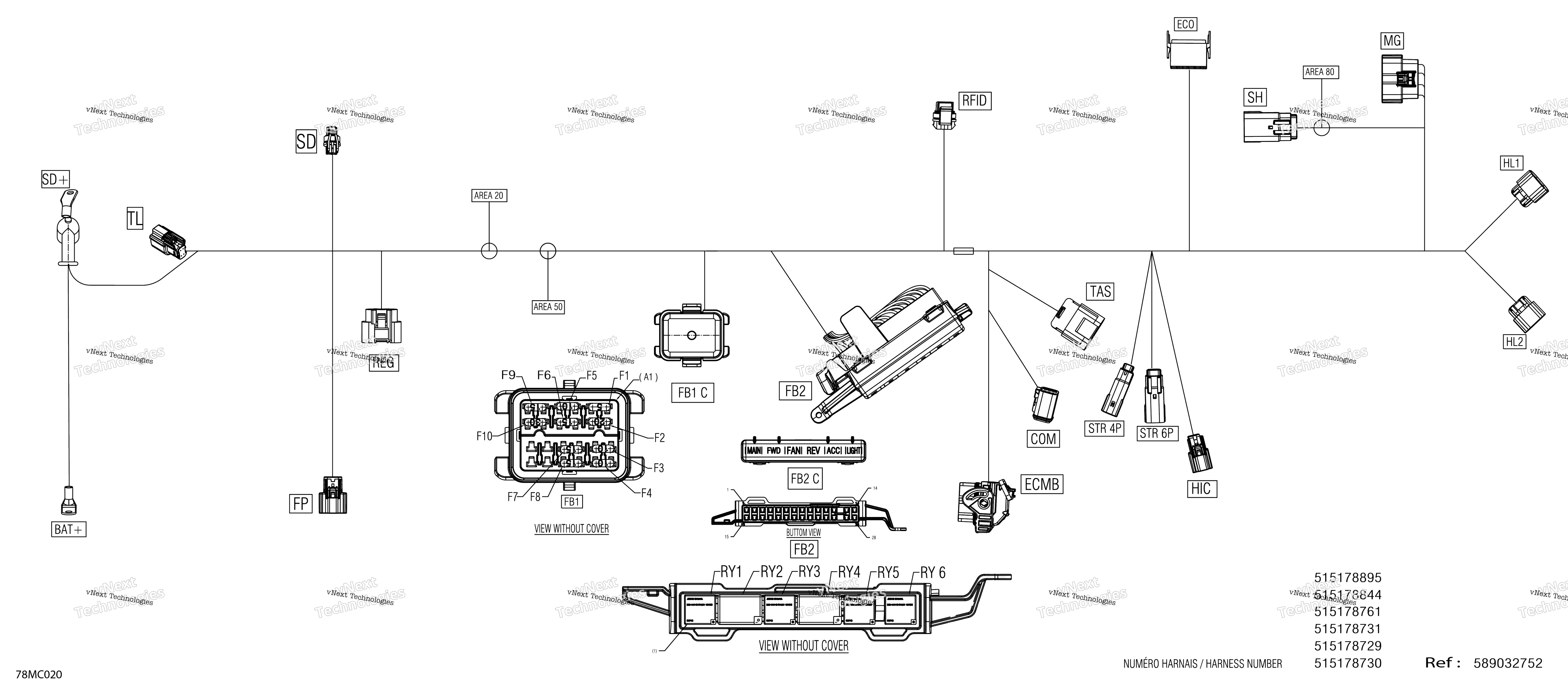 Электрооборудование - Main Harness - 515178729 - Model With Multigauge Vip Medium