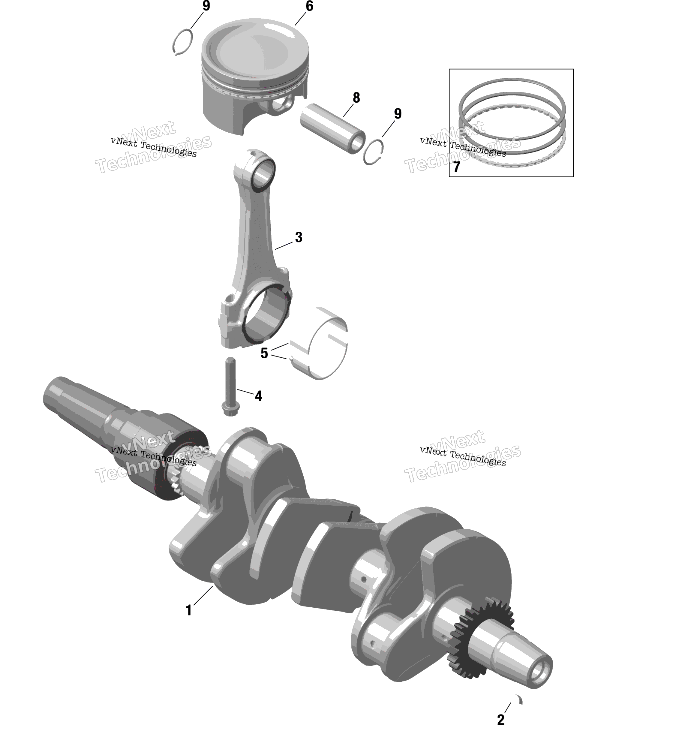 Rotax коленвал и Pistons