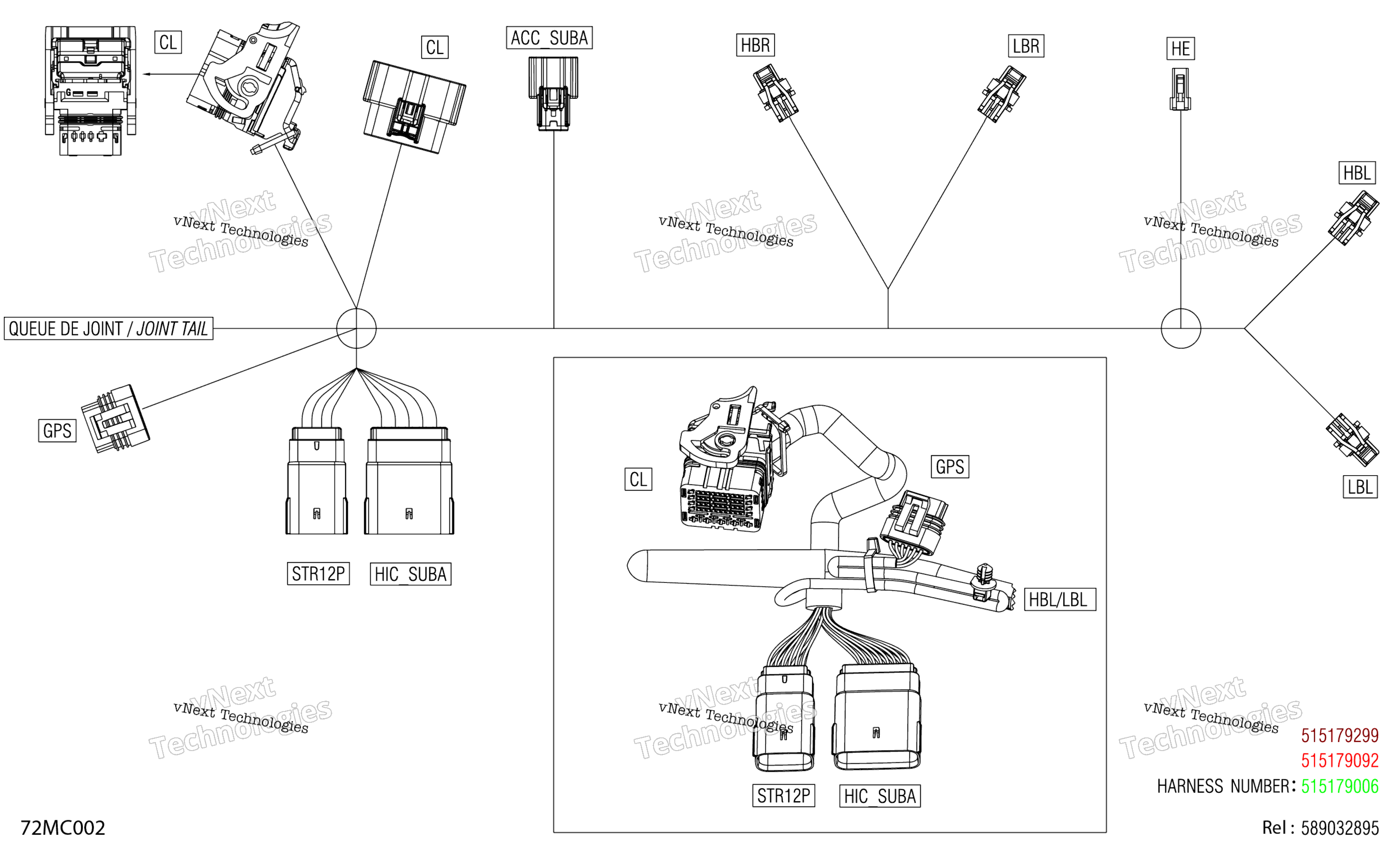 Электрооборудование - Hood Wiring Harness - 515179006