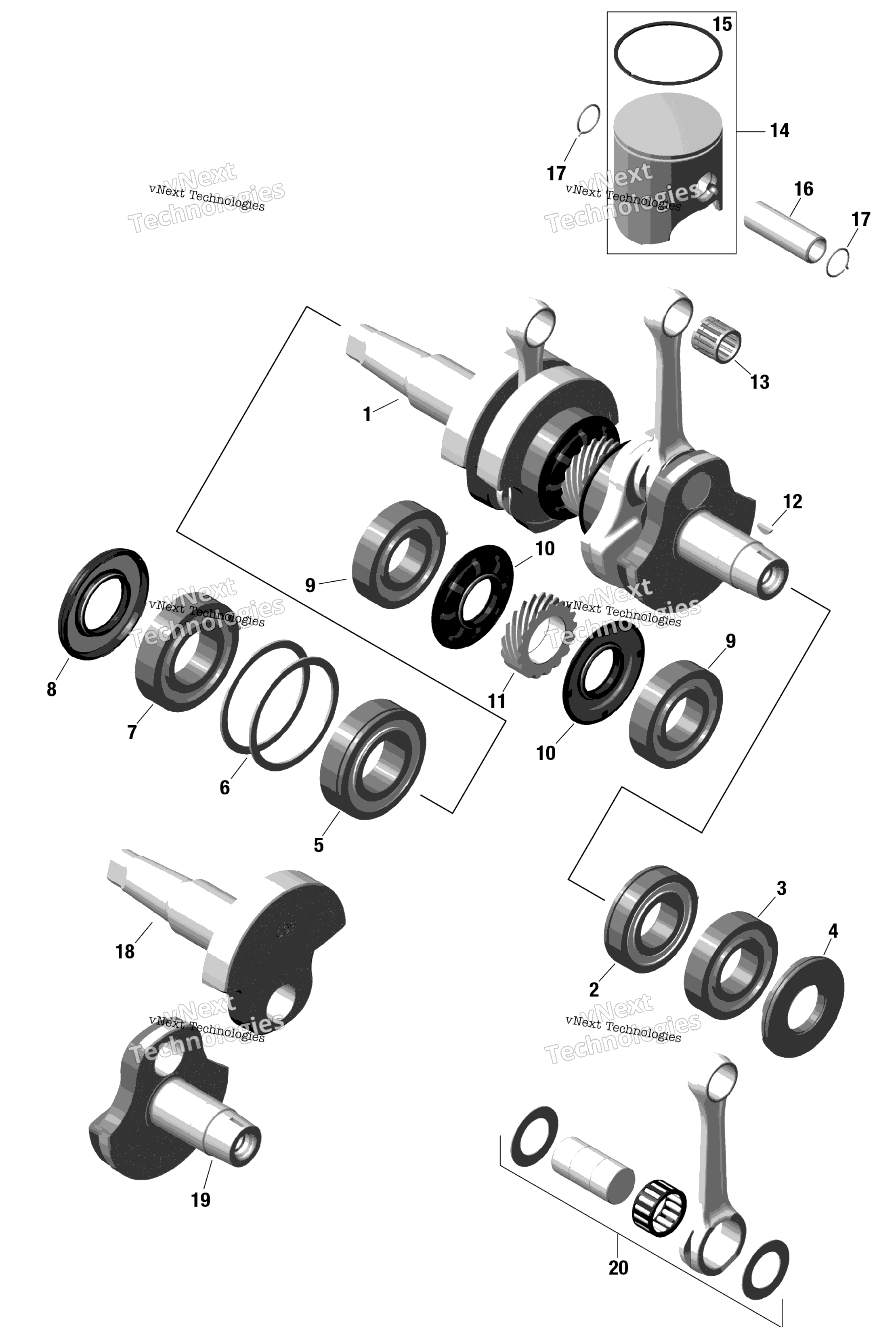 Rotax коленвал и Pistons