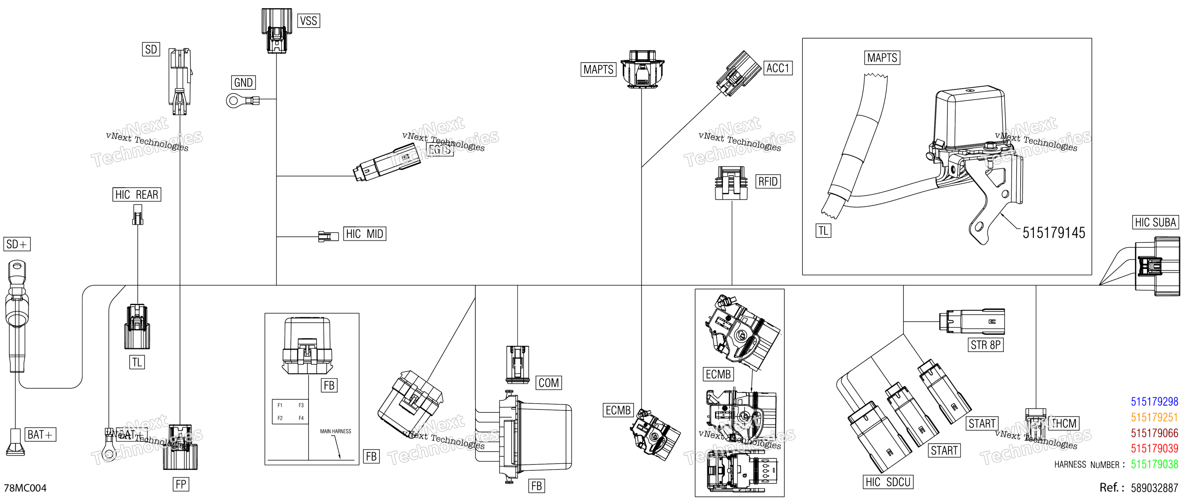 Электрооборудование - Main Harness - 515179038 - Model Without Battery